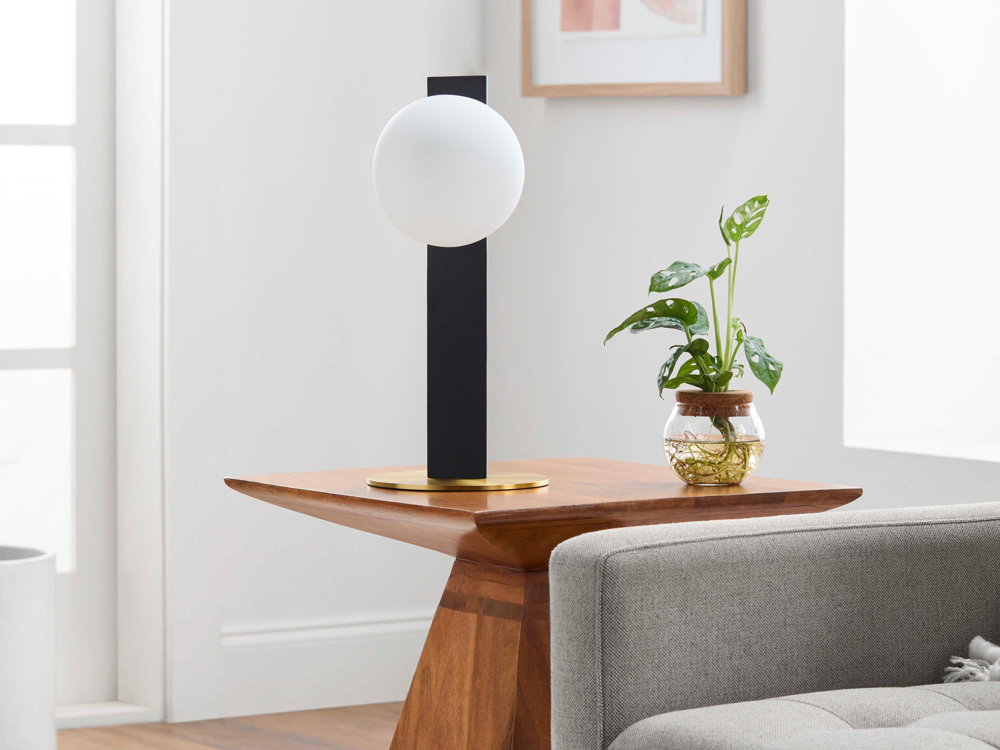 Surya Lubango Black White Glass Table Lamp