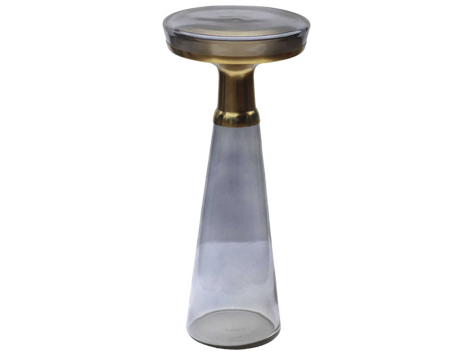 Surya Luzerne Round Glass Blue End Table