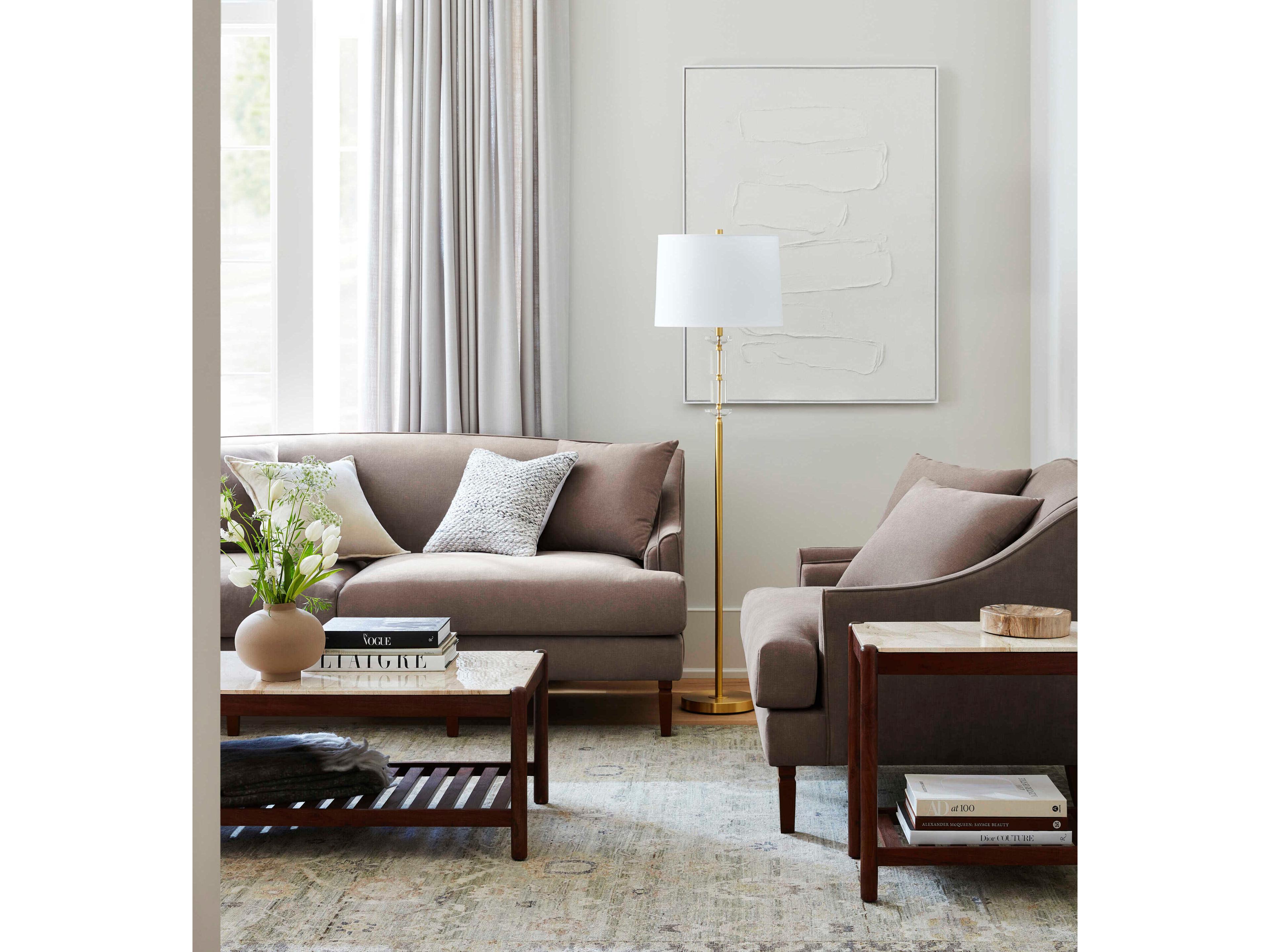 Surya Maywood Light Brown Dark Upholstered Sofa