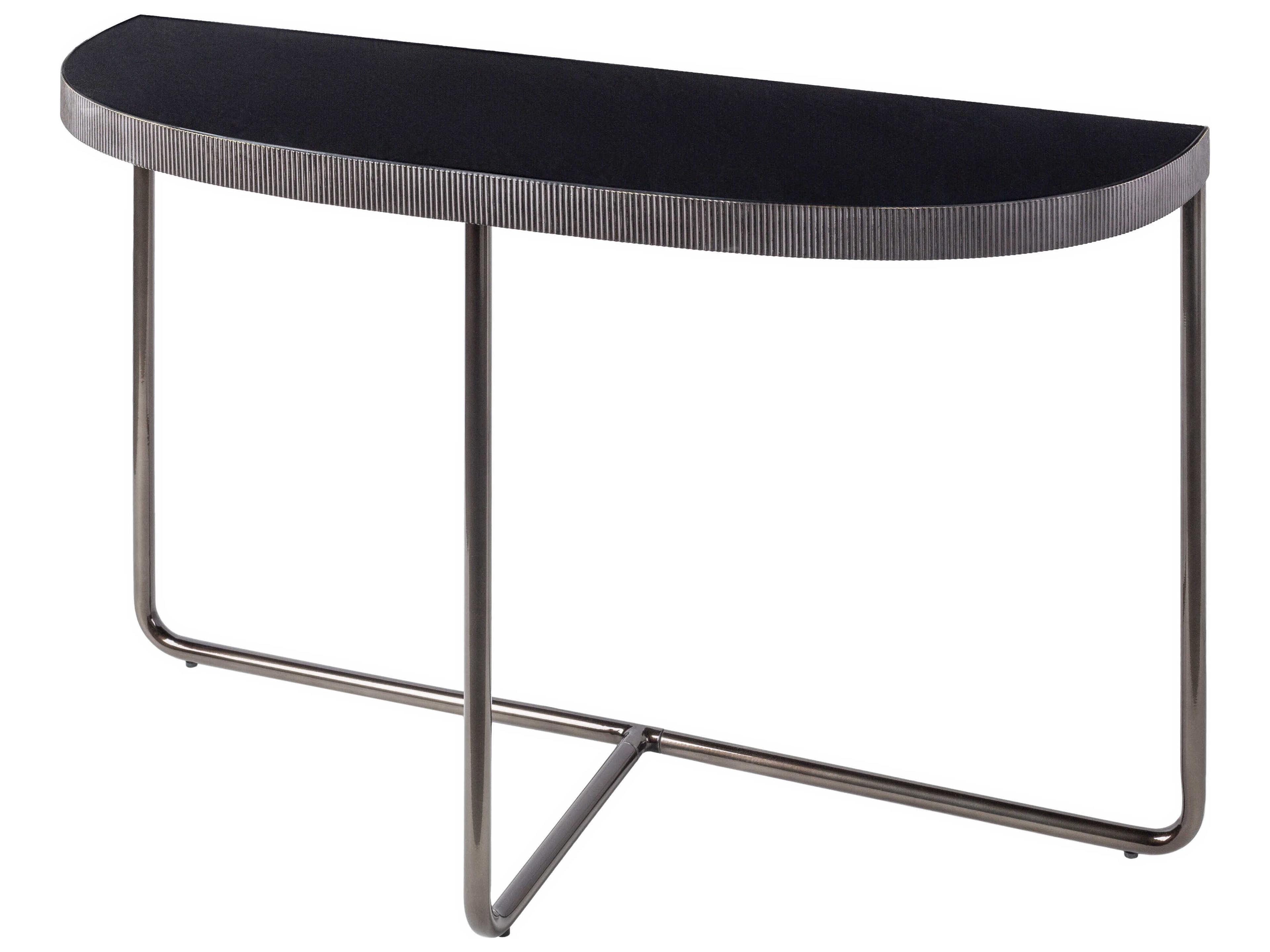 Surya Melton Demilune Glass Black Console Table