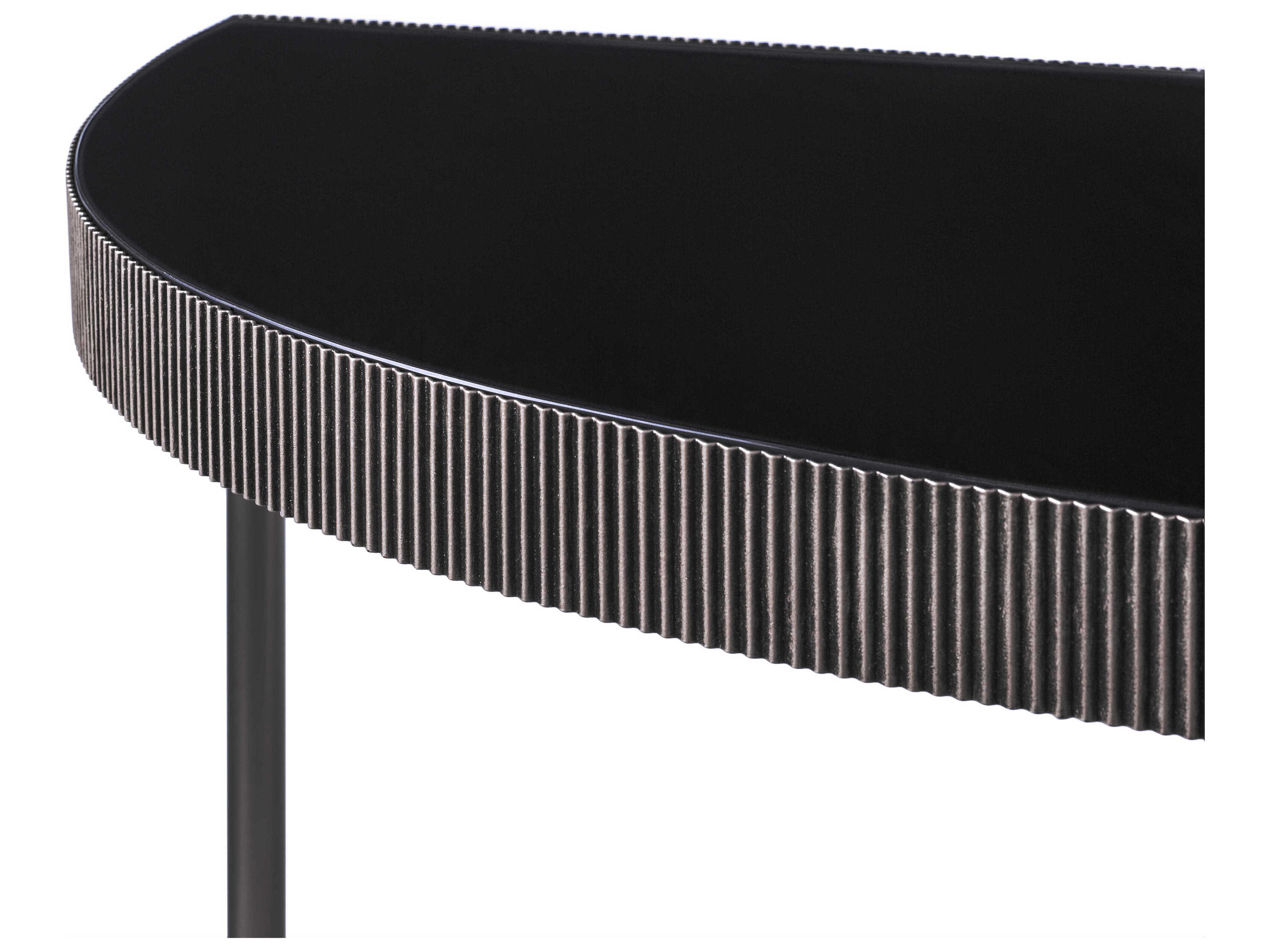 Surya Melton Demilune Glass Black Console Table