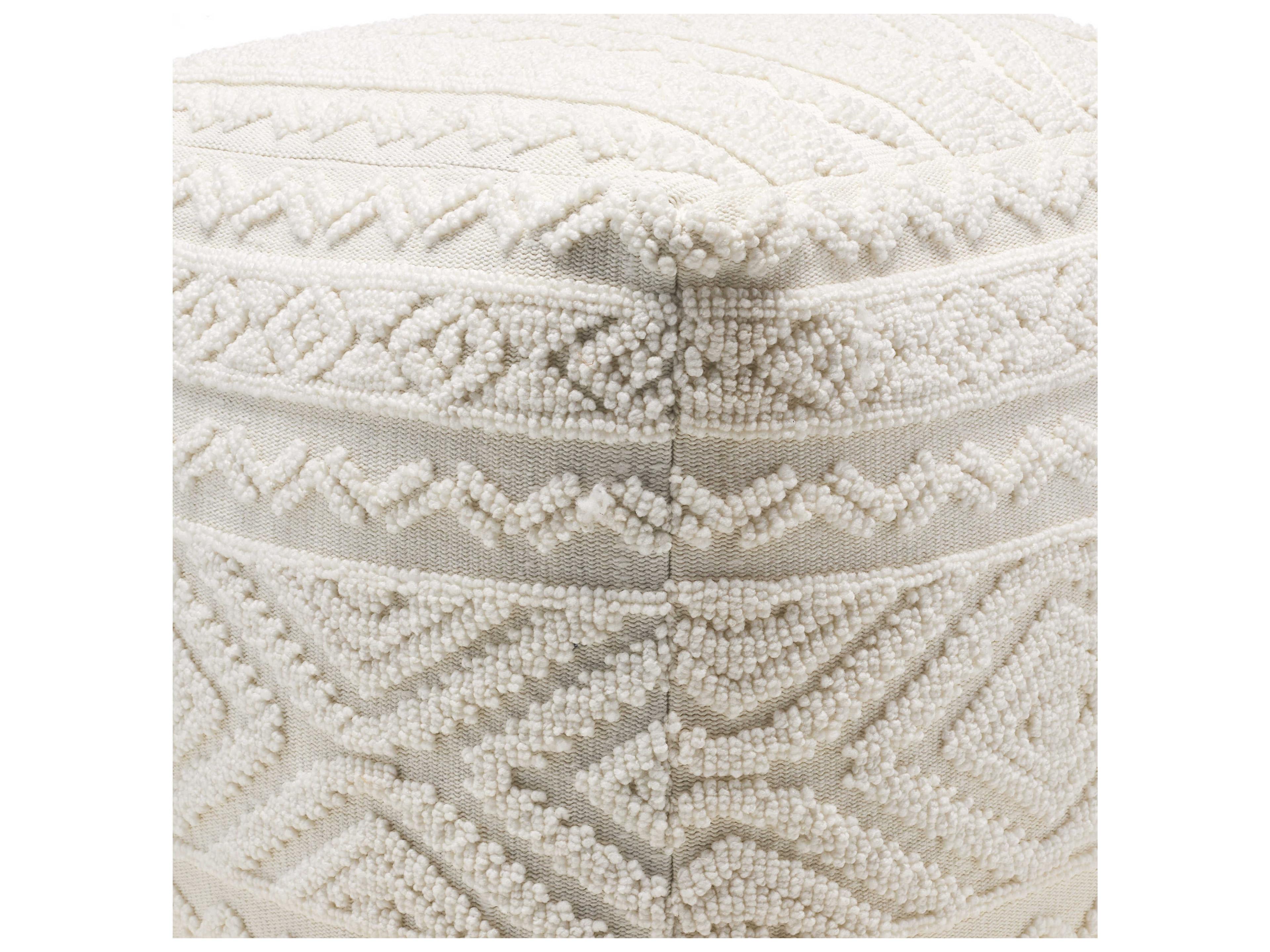 Surya Matthew Ivory Cream Upholstered Pouf