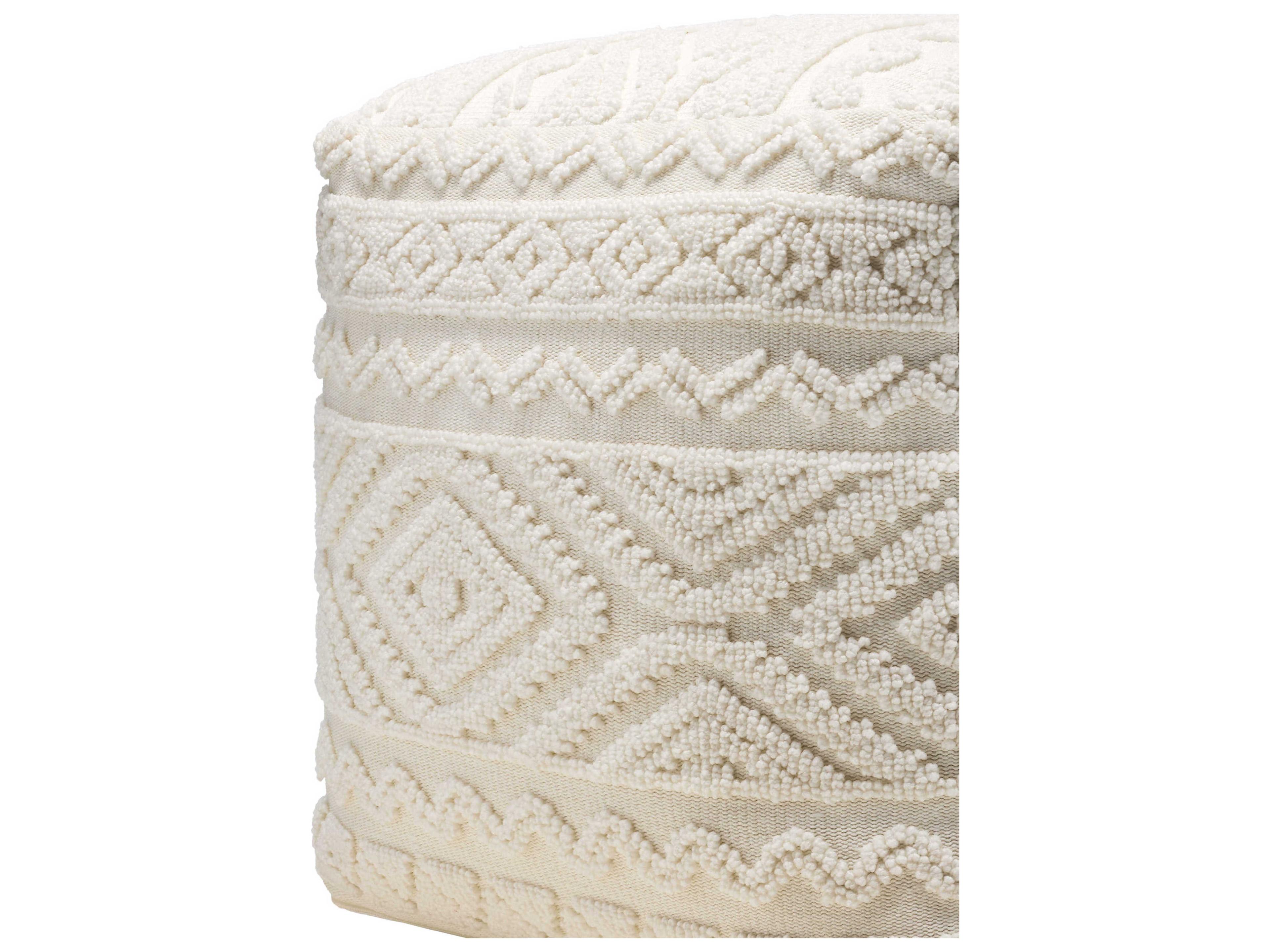 Surya Matthew Ivory Cream Upholstered Pouf