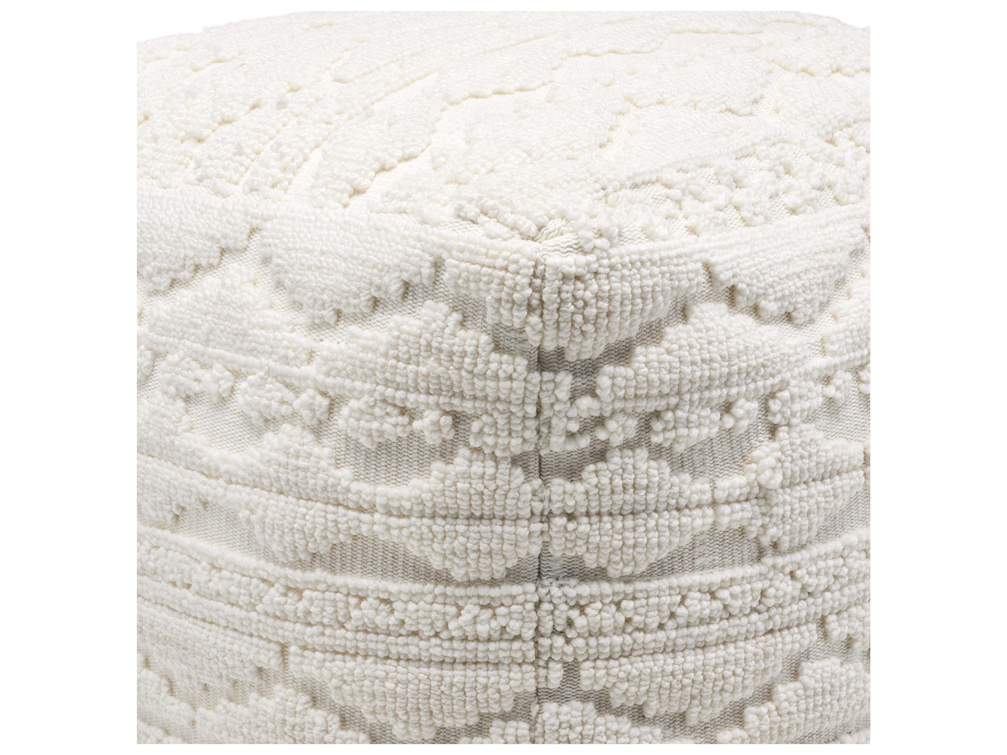 Surya Matthew Ivory Cream Upholstered Pouf