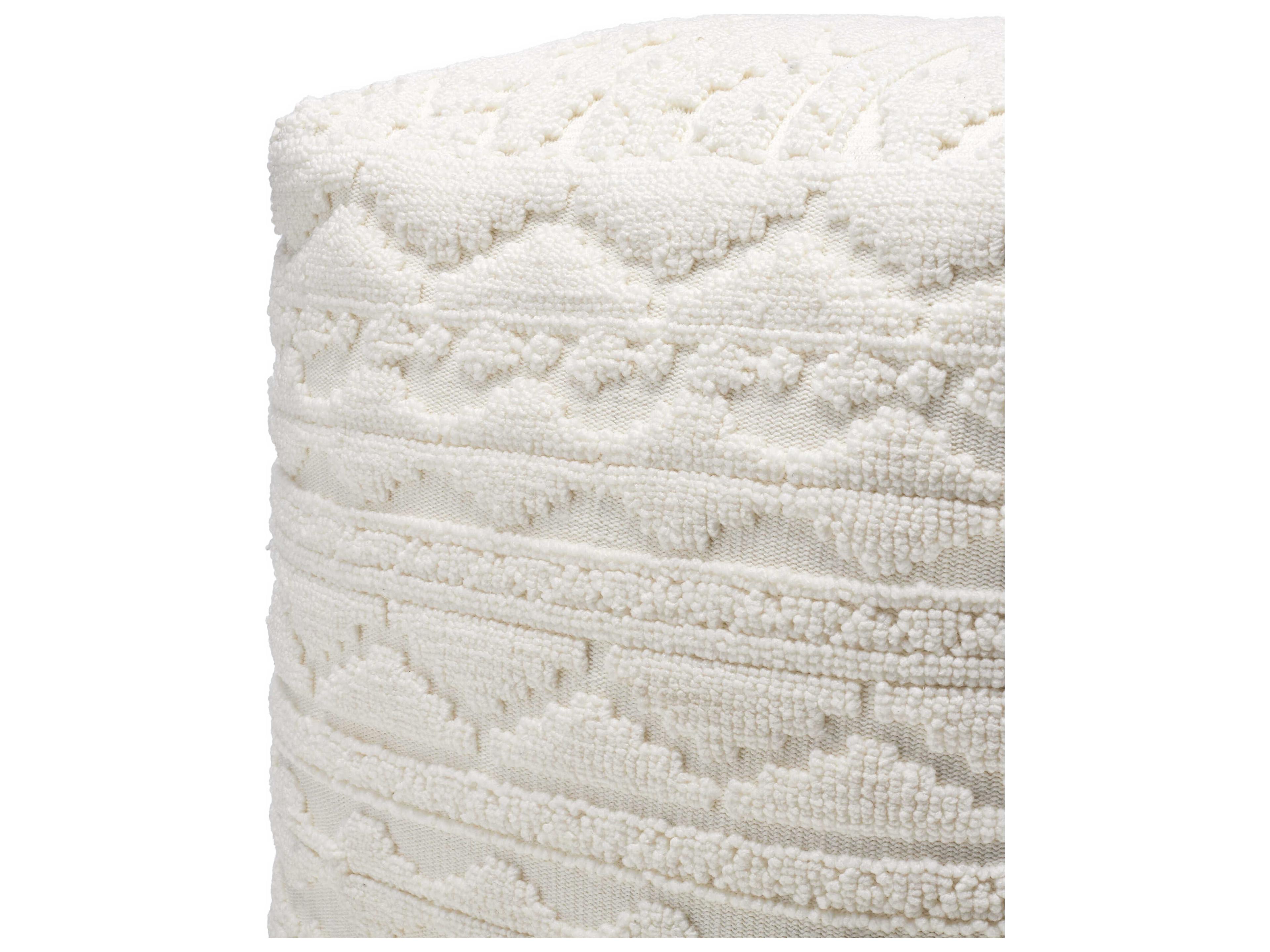 Surya Matthew Ivory Cream Upholstered Pouf