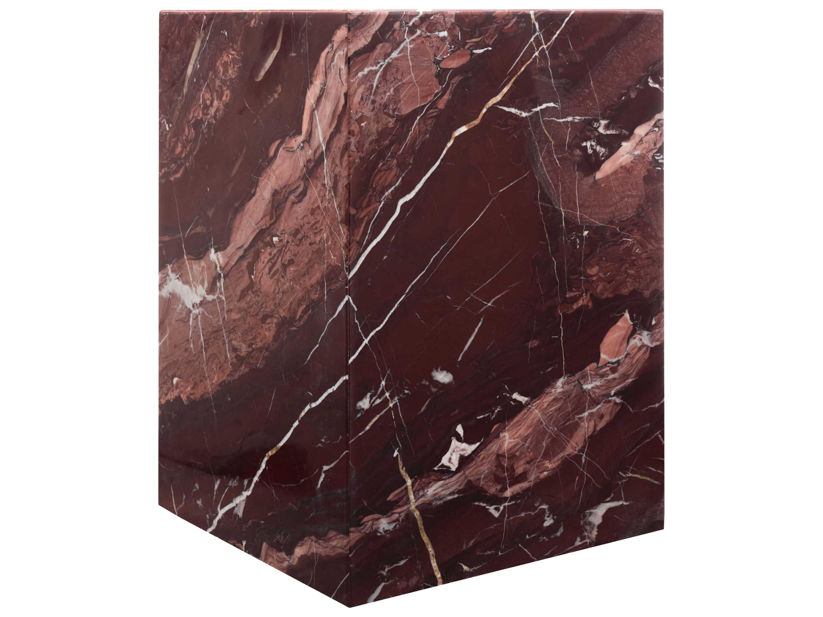 Surya Metier Square Marble Red End Table
