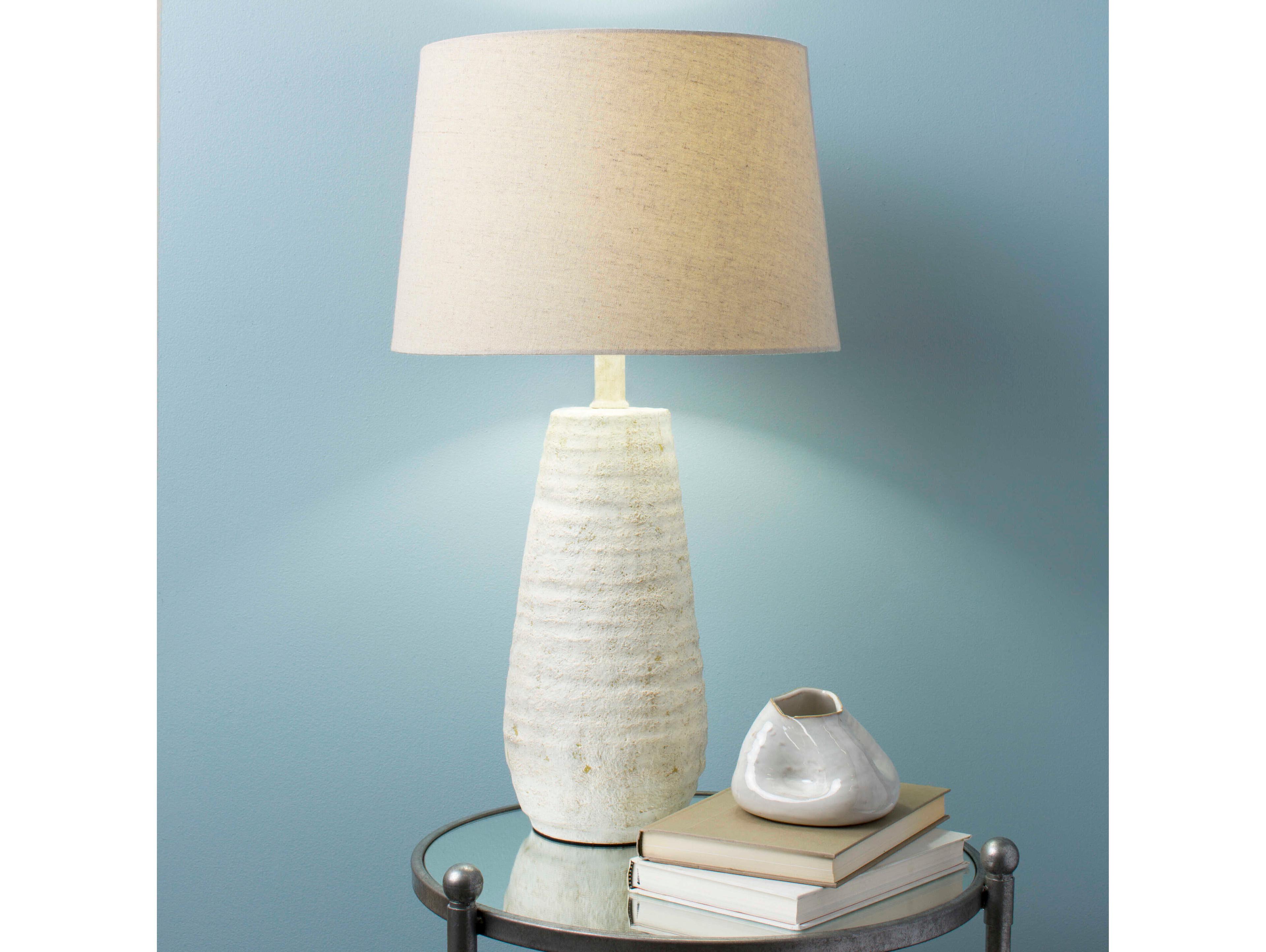 Surya Maggie Ivory Linen Off White Buffet Lamp