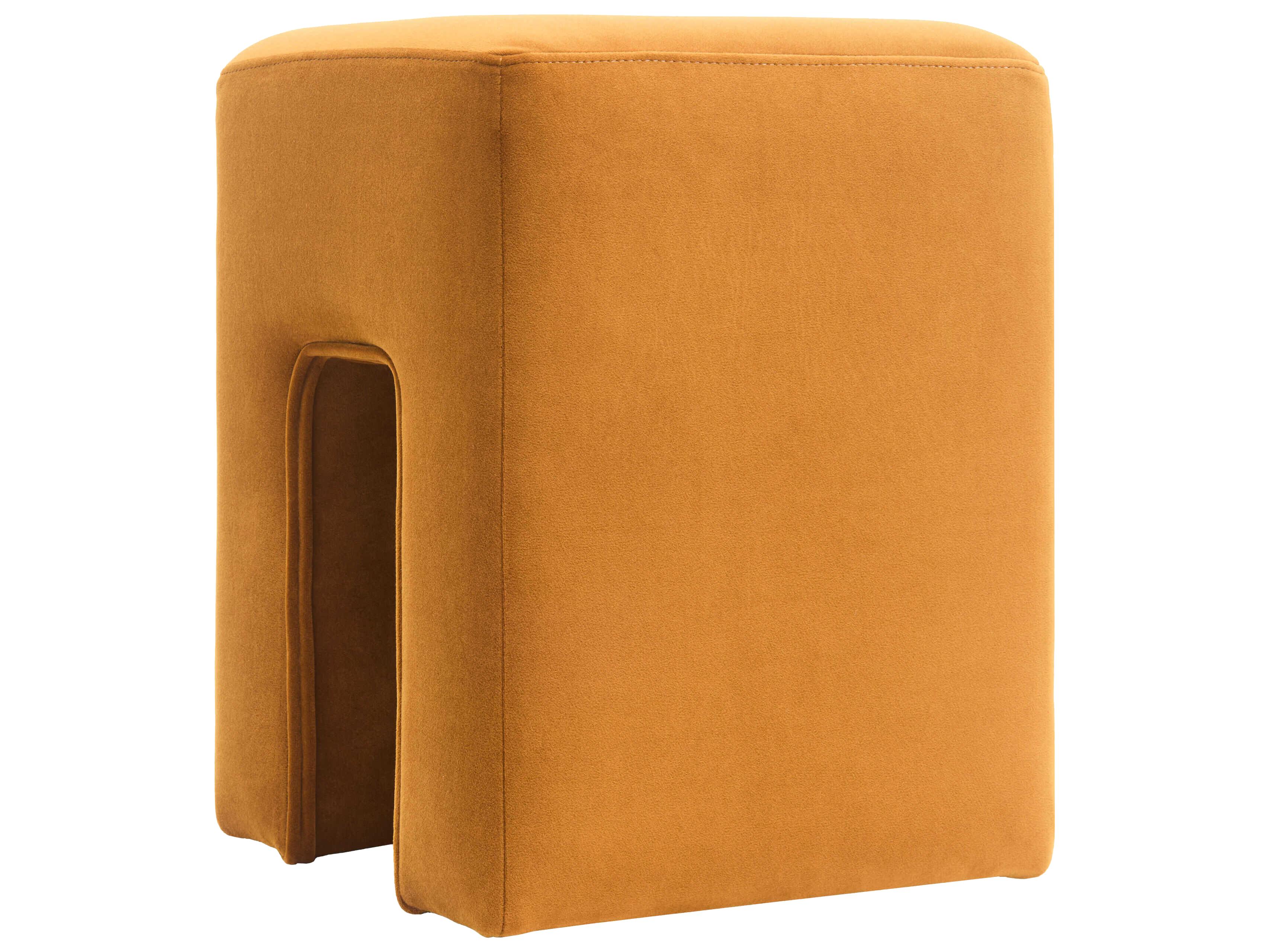 Surya Miraya Mustard Orange Upholstered Ottoman