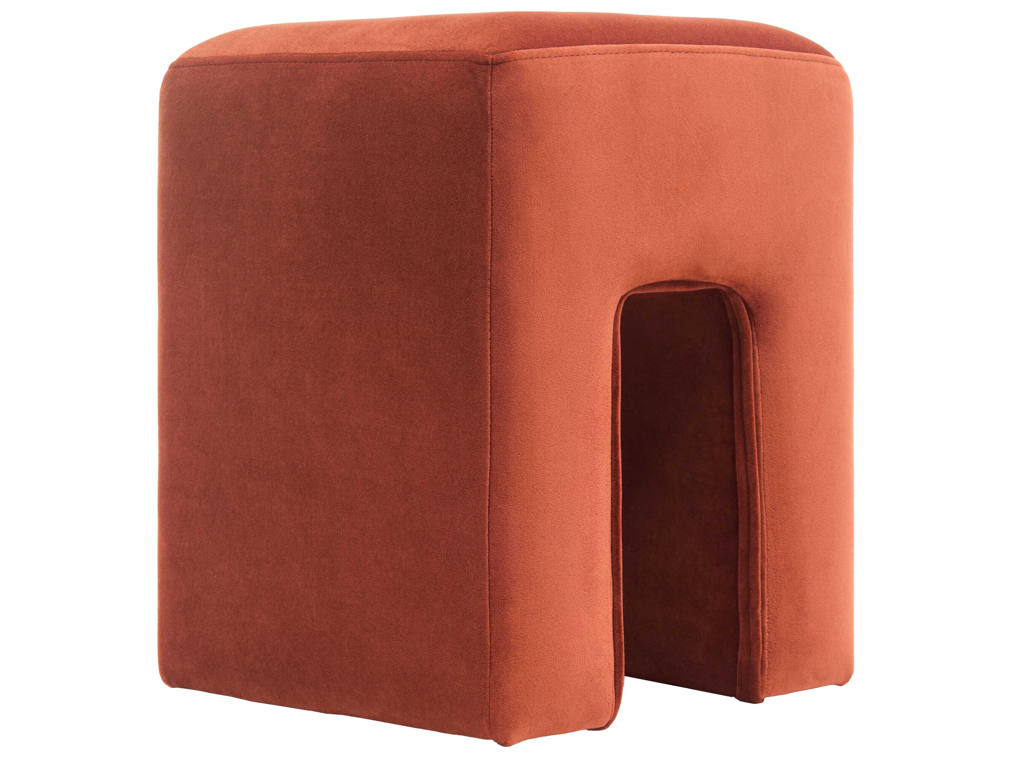 Surya Miraya Rust Red Upholstered Ottoman