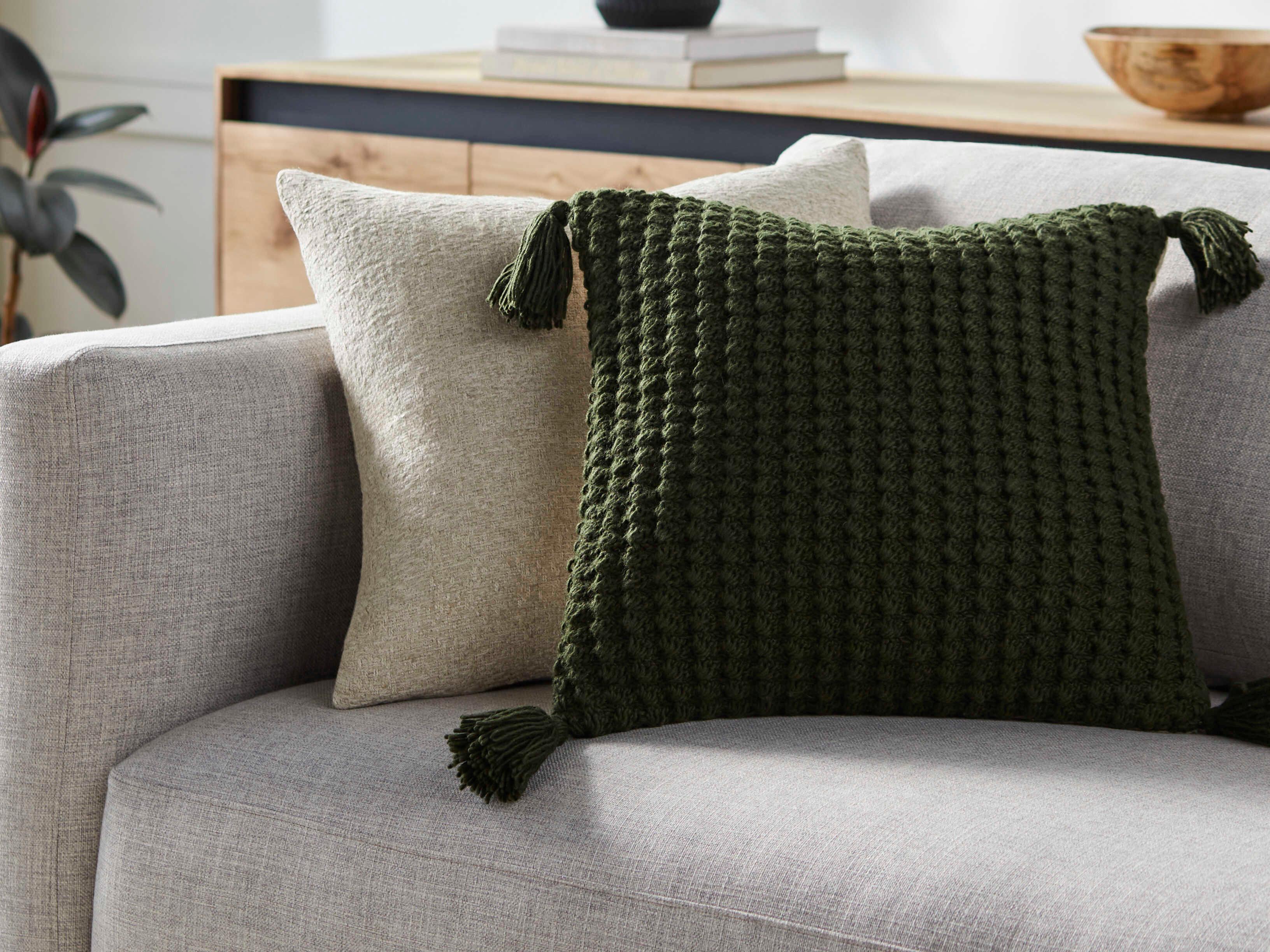 Surya Makrome Grass Green Pillow