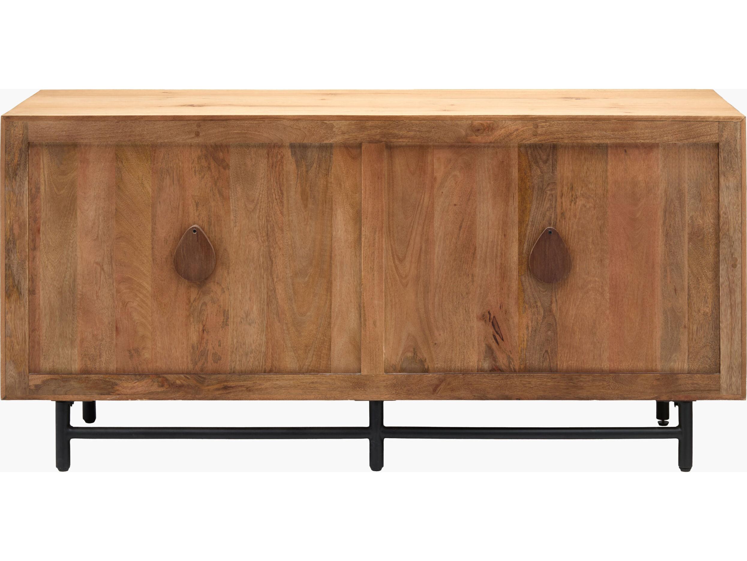 Surya Molander 64" Oak Wood Clear Black Sideboard