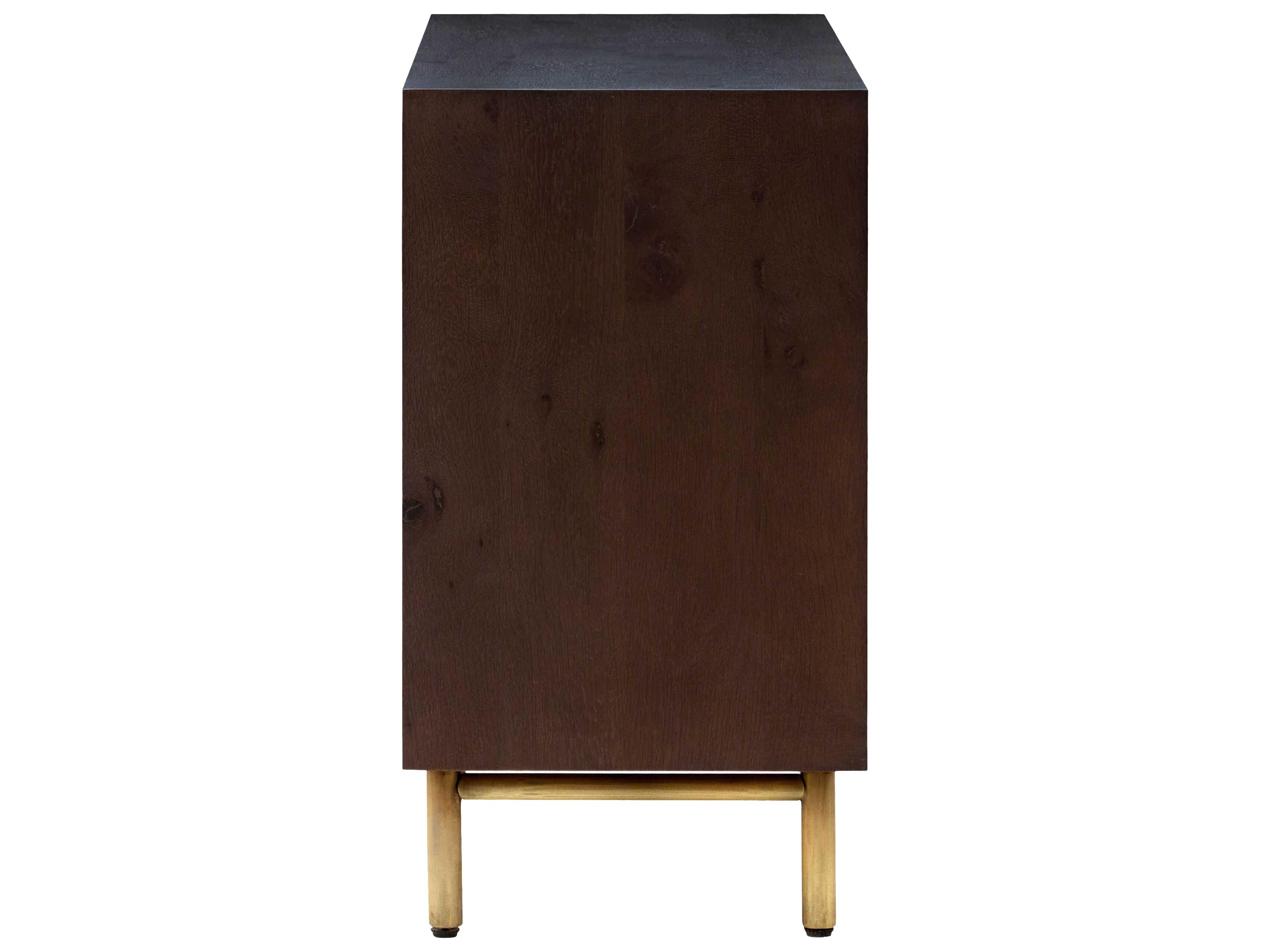 Surya Molander Brown Metallic Brass Oak Wood Accent Cabinet