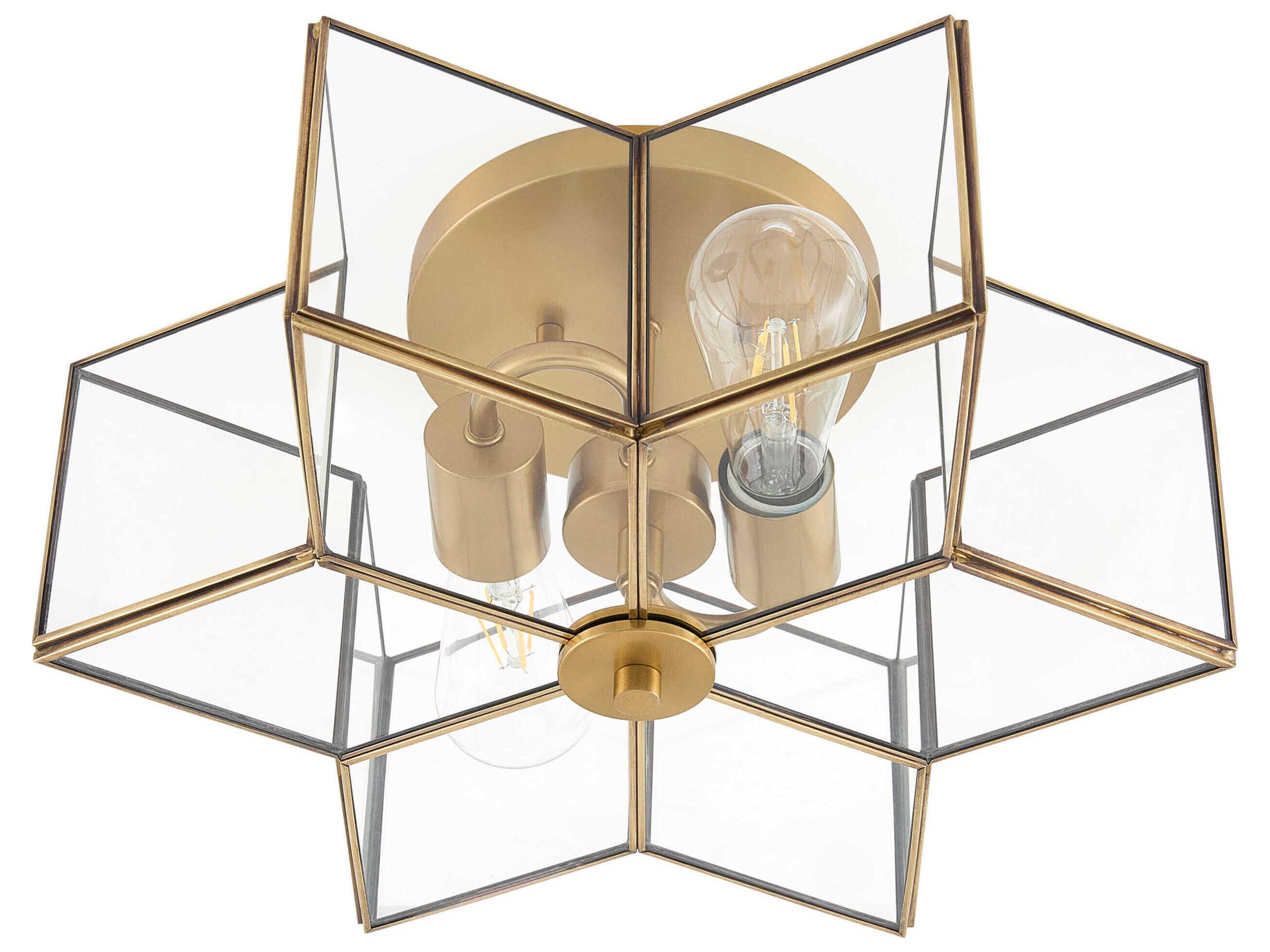 Surya Morella 2-Light Metallic Brass Geometric Semi Flush Mount