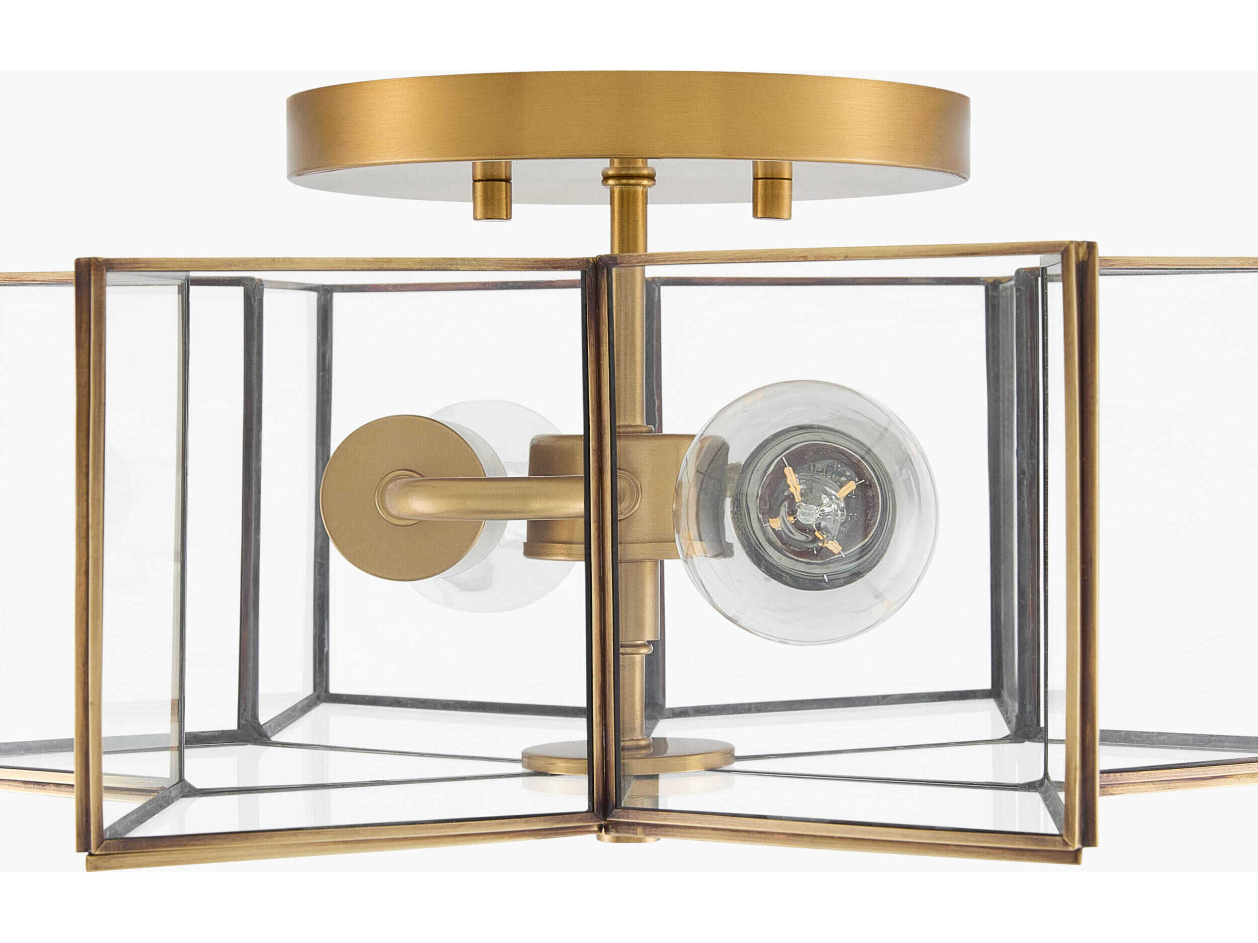 Surya Morella 2-Light Metallic Brass Geometric Semi Flush Mount