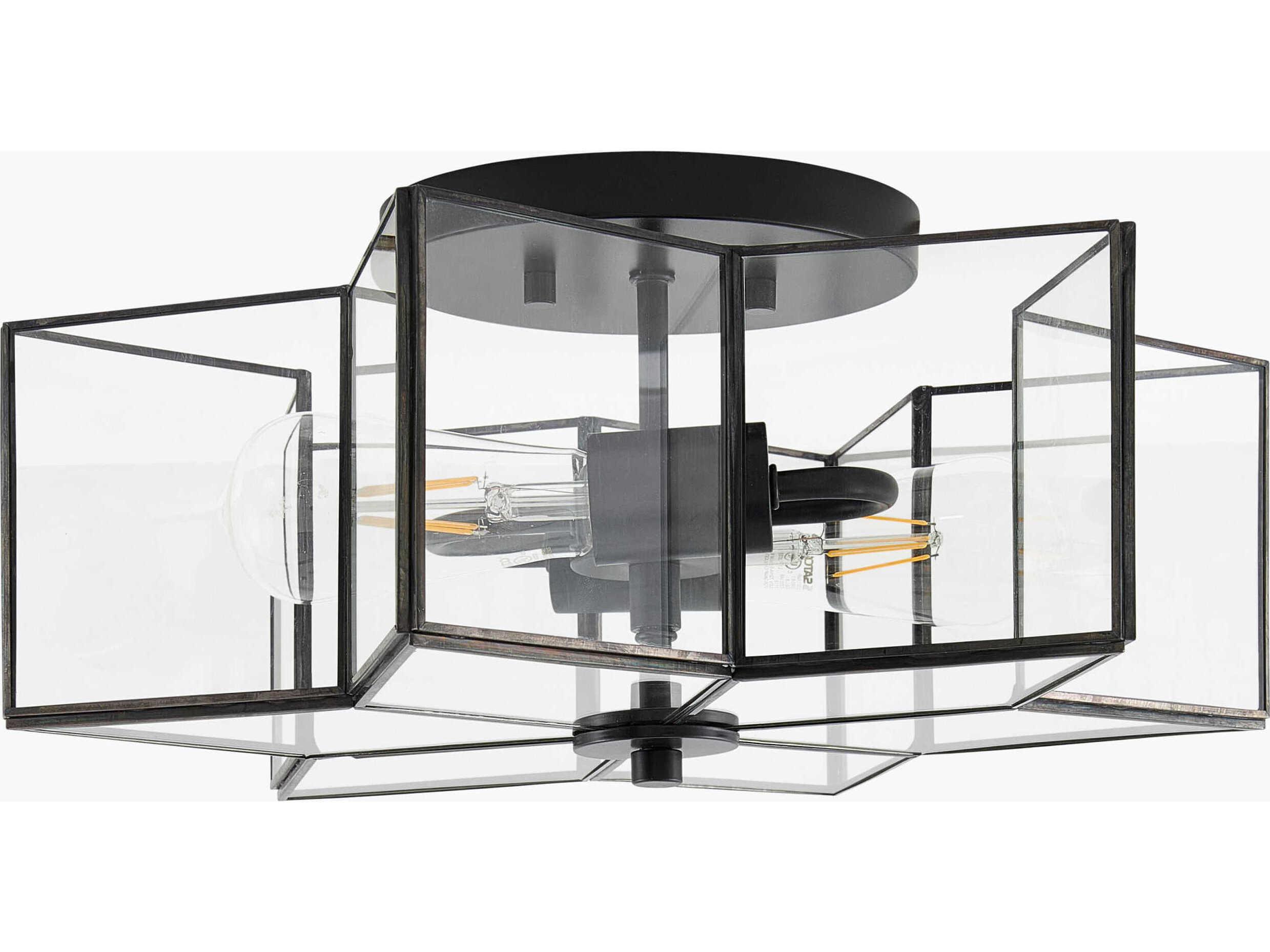 Surya Morella 2-Light Black Geometric Semi Flush Mount