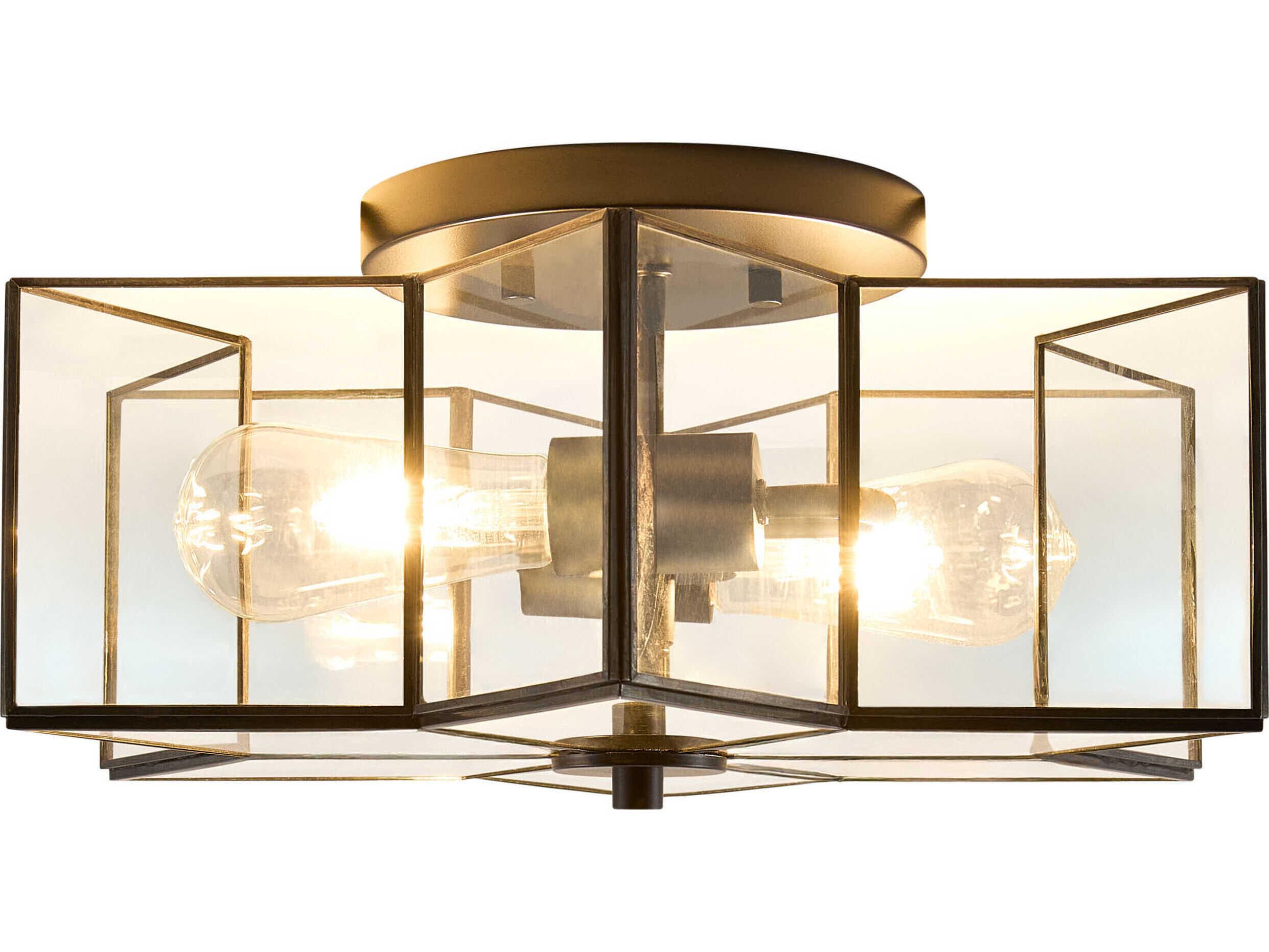 Surya Morella 2-Light Black Geometric Semi Flush Mount