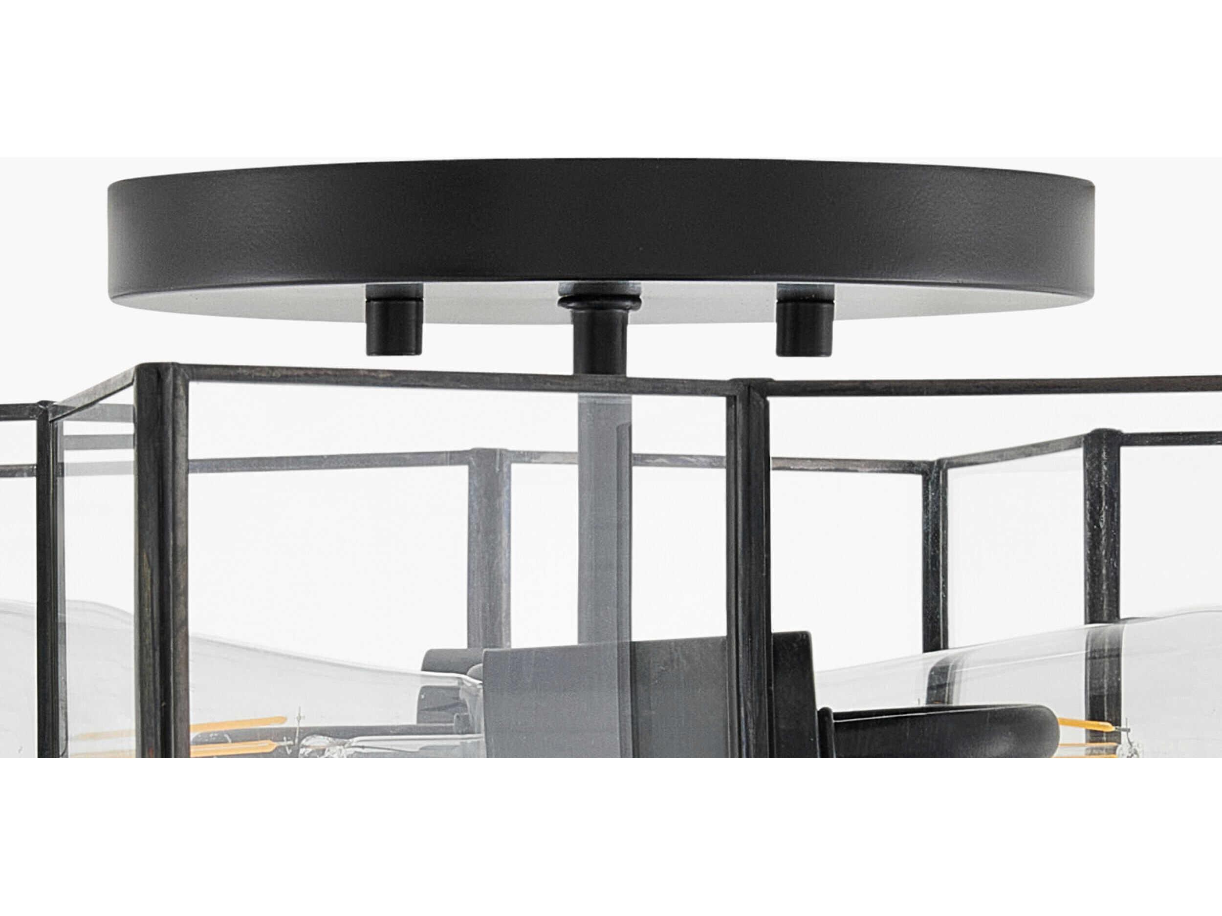 Surya Morella 2-Light Black Geometric Semi Flush Mount