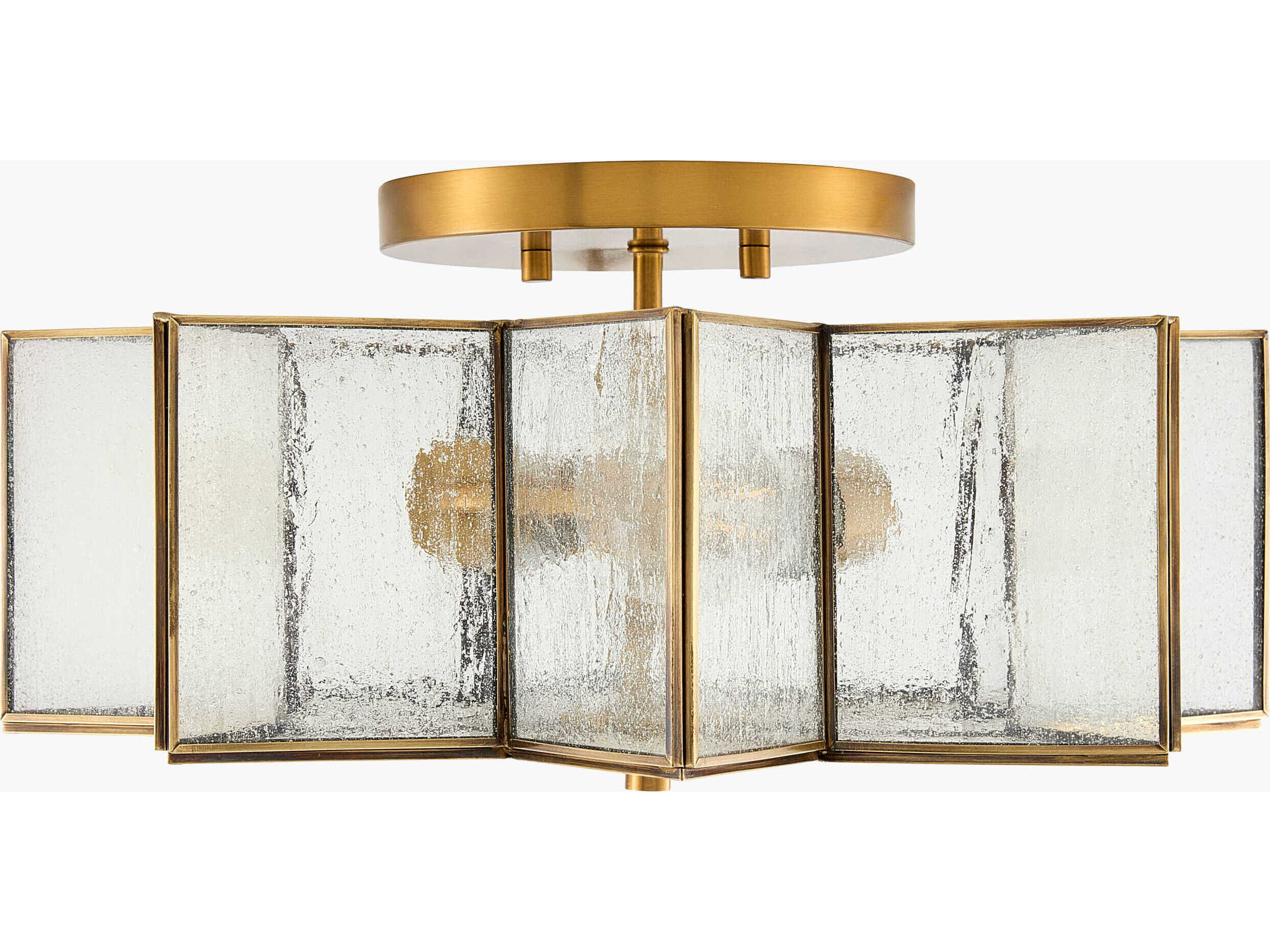 Surya Morella 2-Light Metallic Brass Geometric Semi Flush Mount