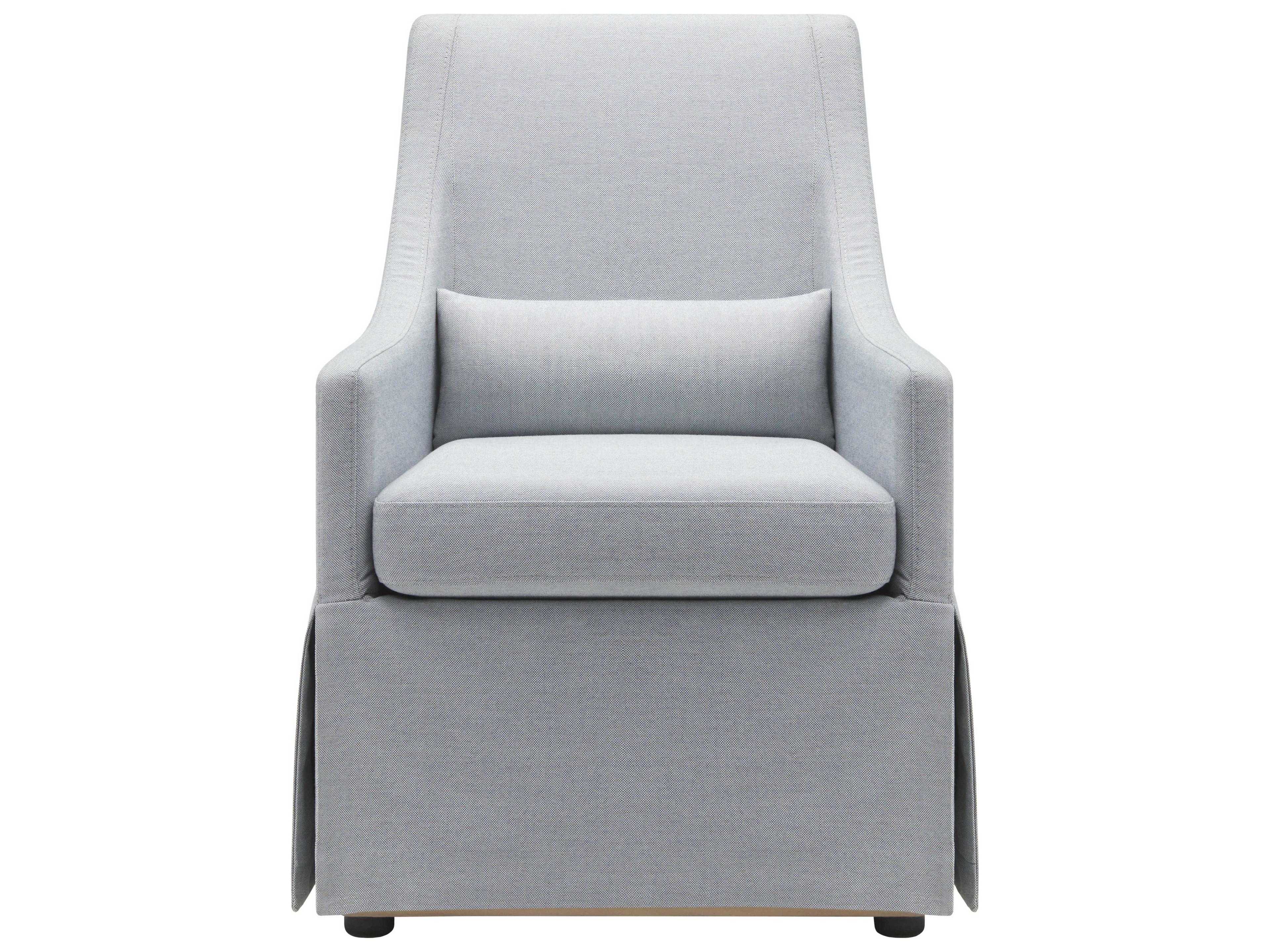 Surya Morada Rubberwood Gray Upholstered Arm Dining Chair