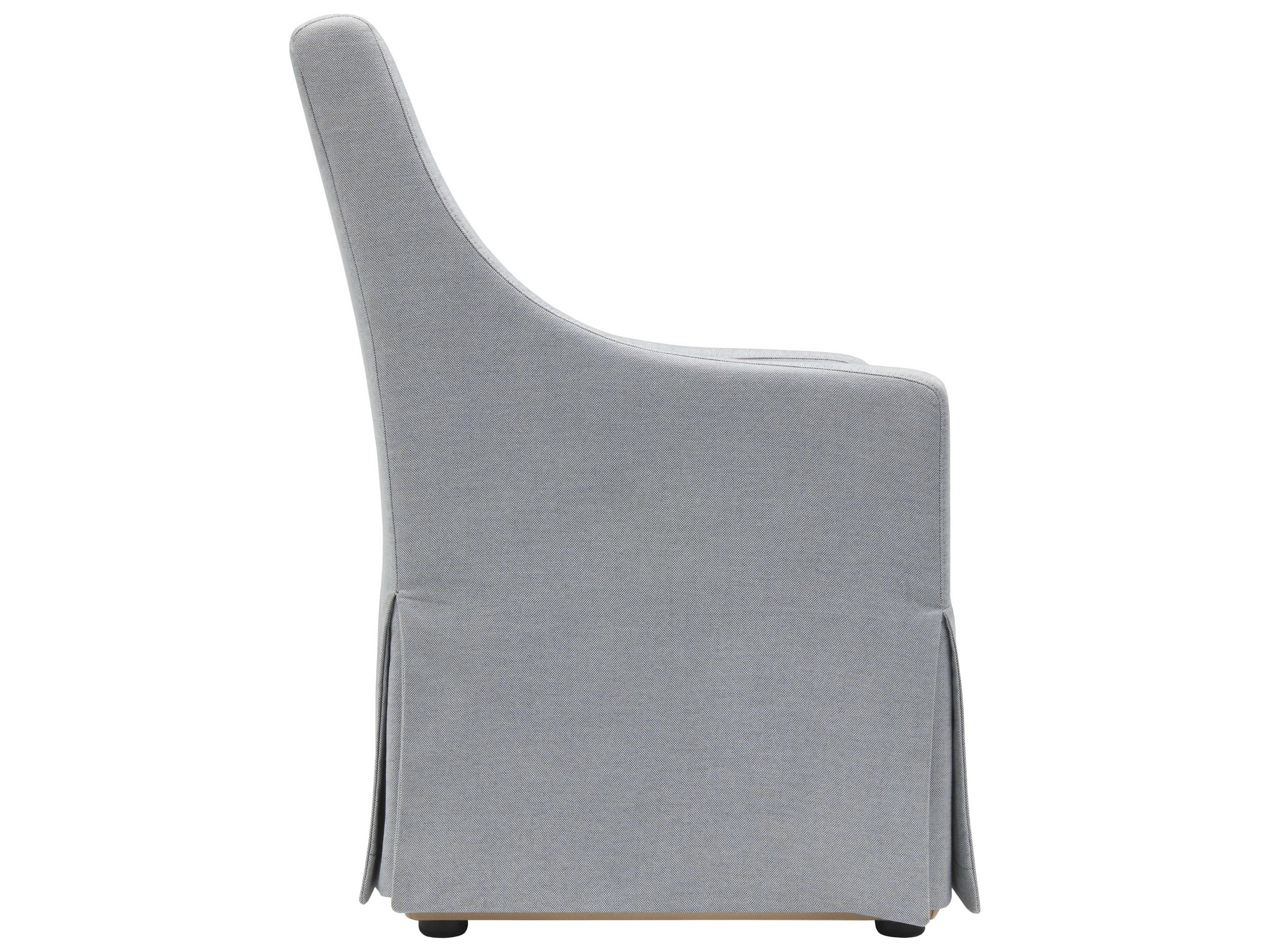 Surya Morada Rubberwood Gray Upholstered Arm Dining Chair