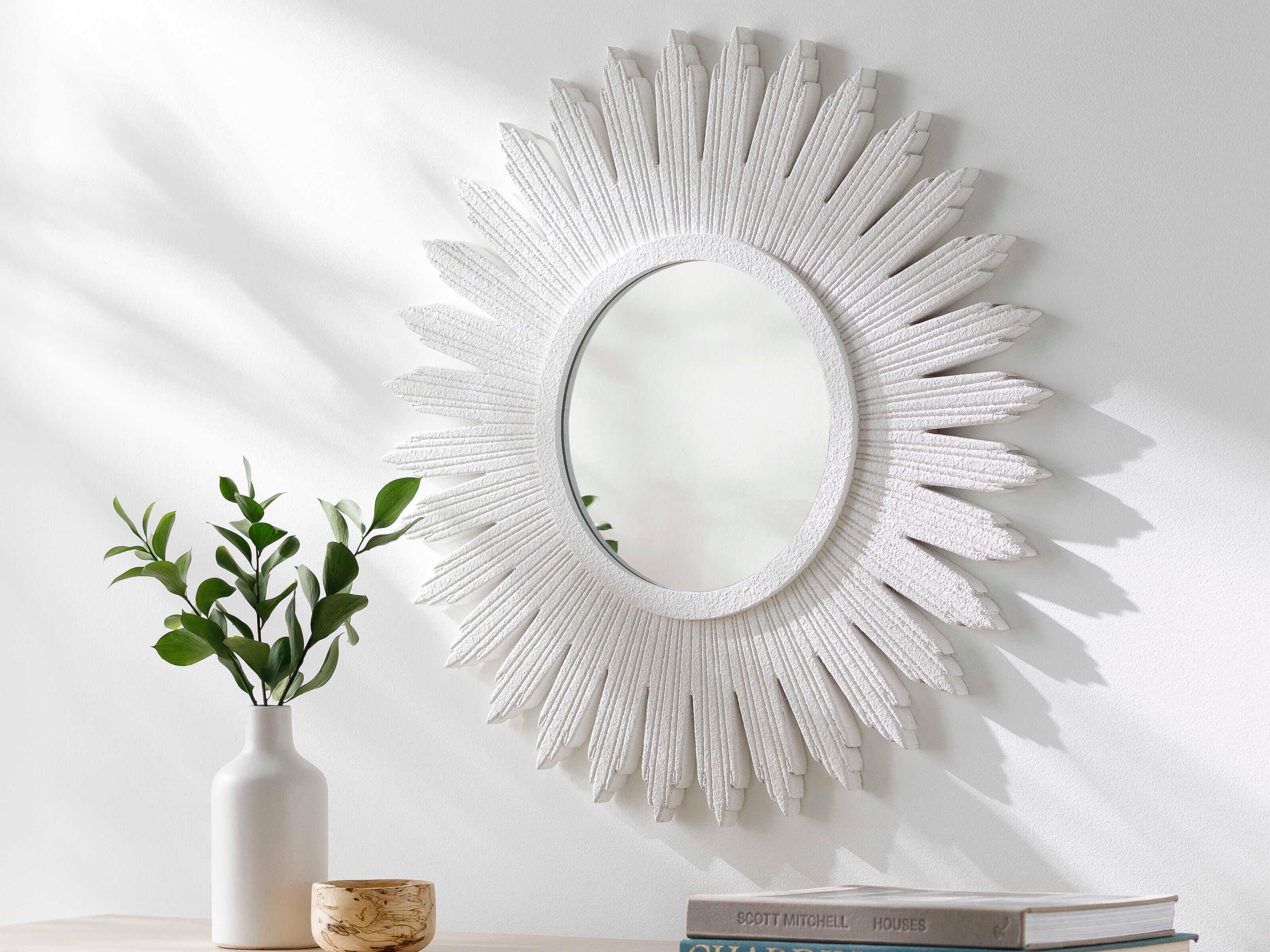 Surya Altair White Sunburst Wall Mirror