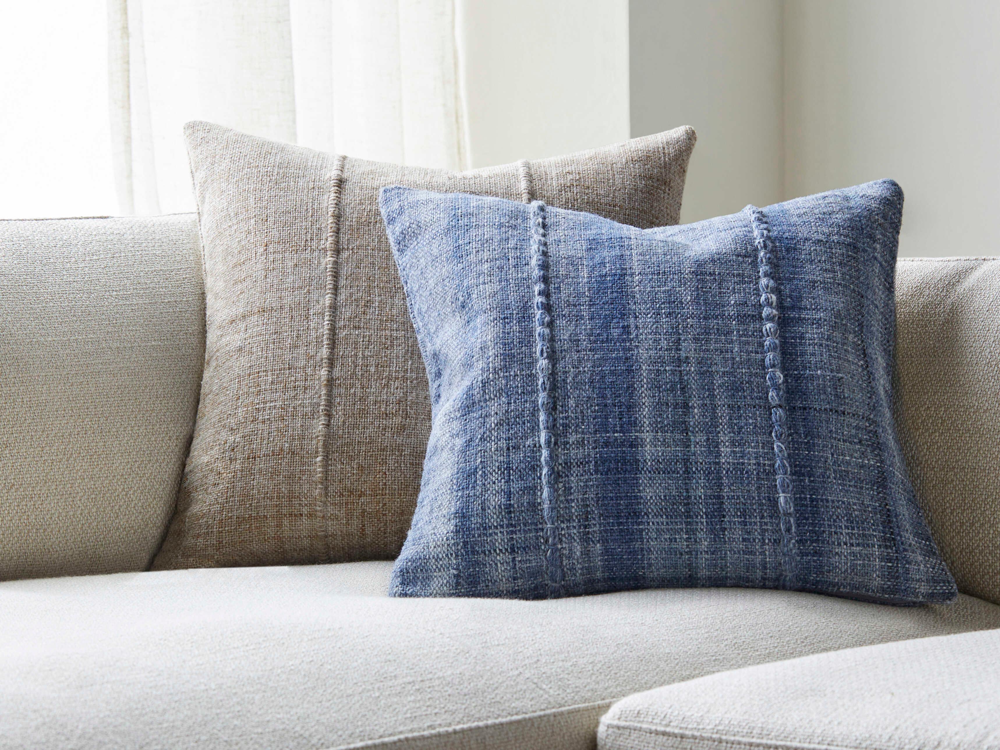 Surya Mudcloth Denim Blue Pillow