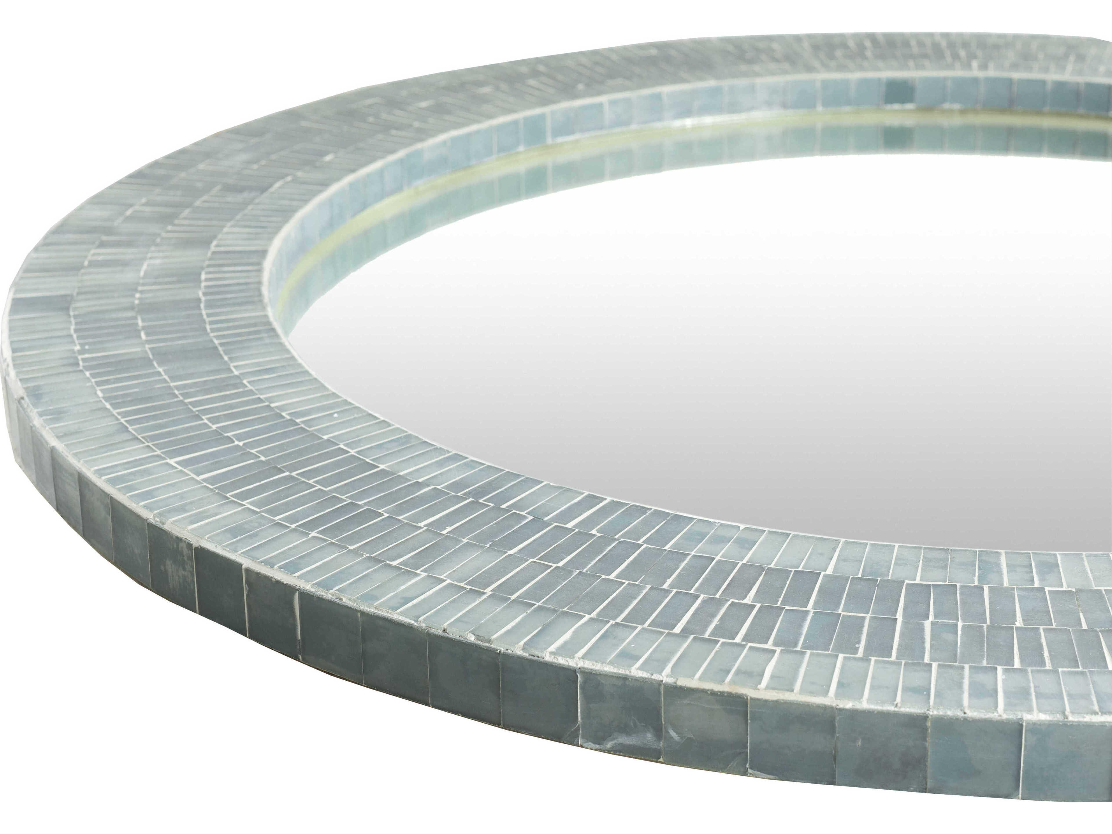 Surya Natalia Gray Round Wall Mirror