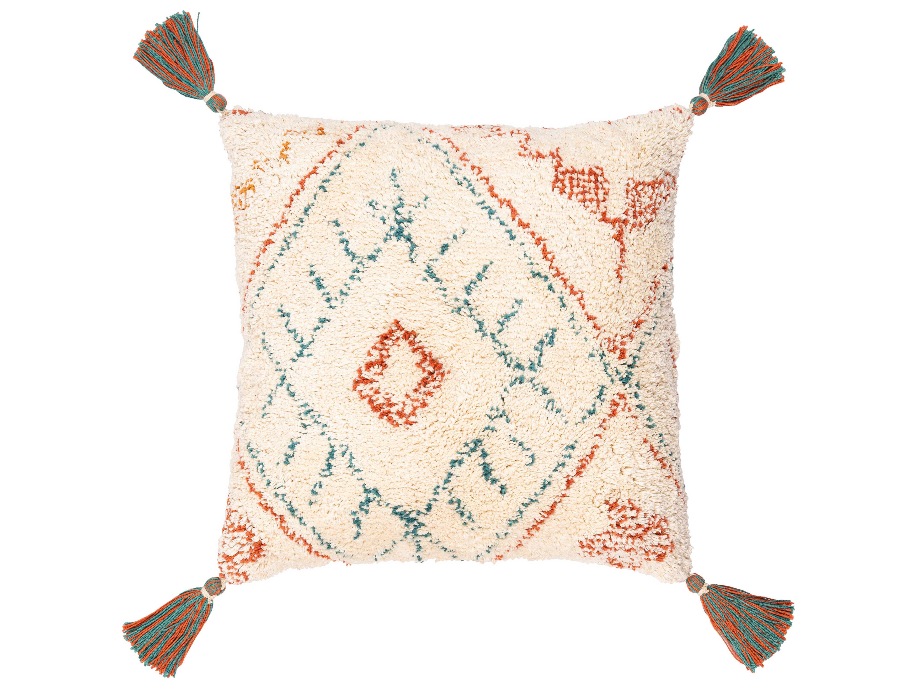 Surya Nador Brick Red / Cream / Blue Pillow