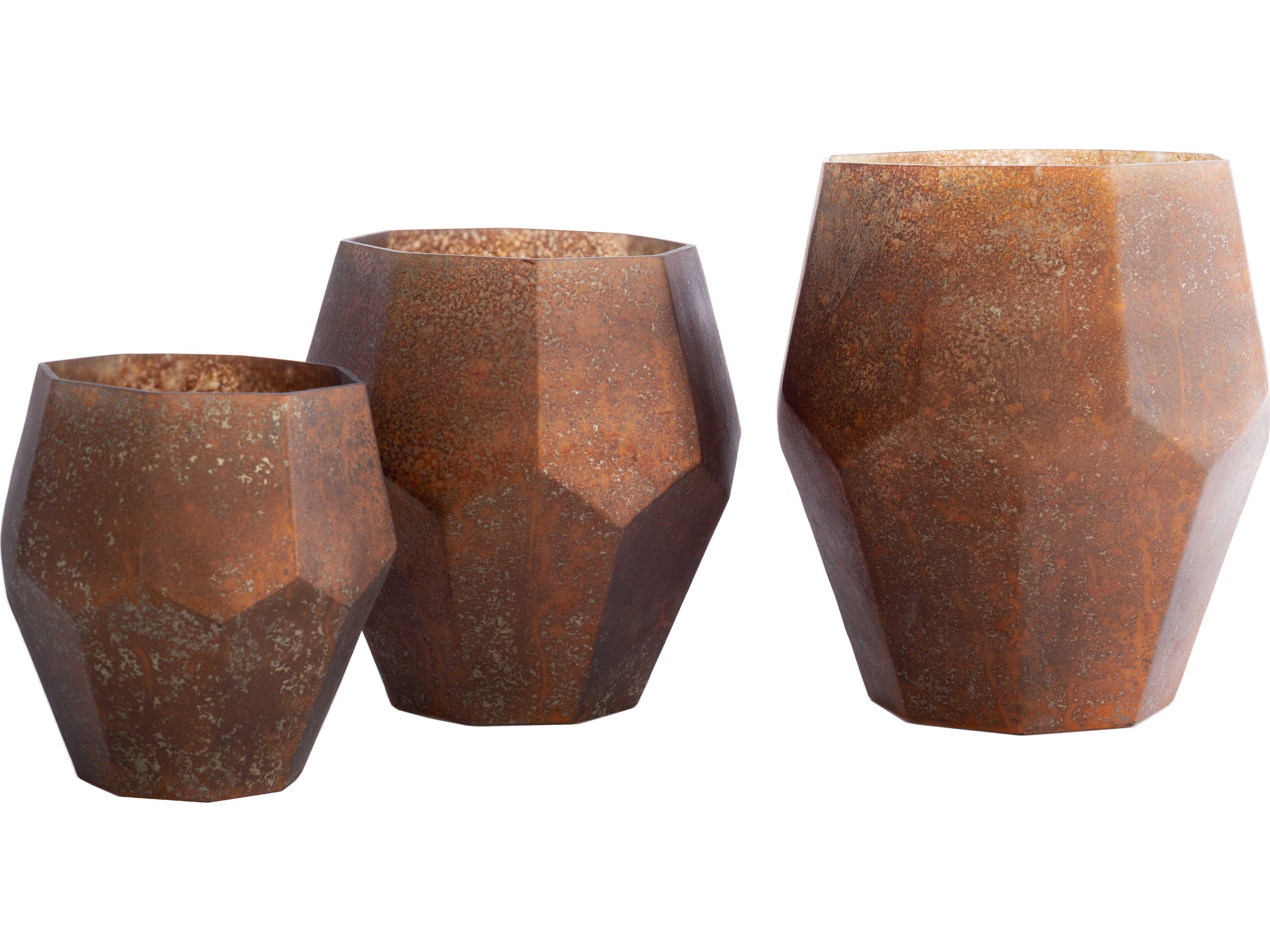 Surya Nayla Metallic Copper Candle Holder Set of 3
