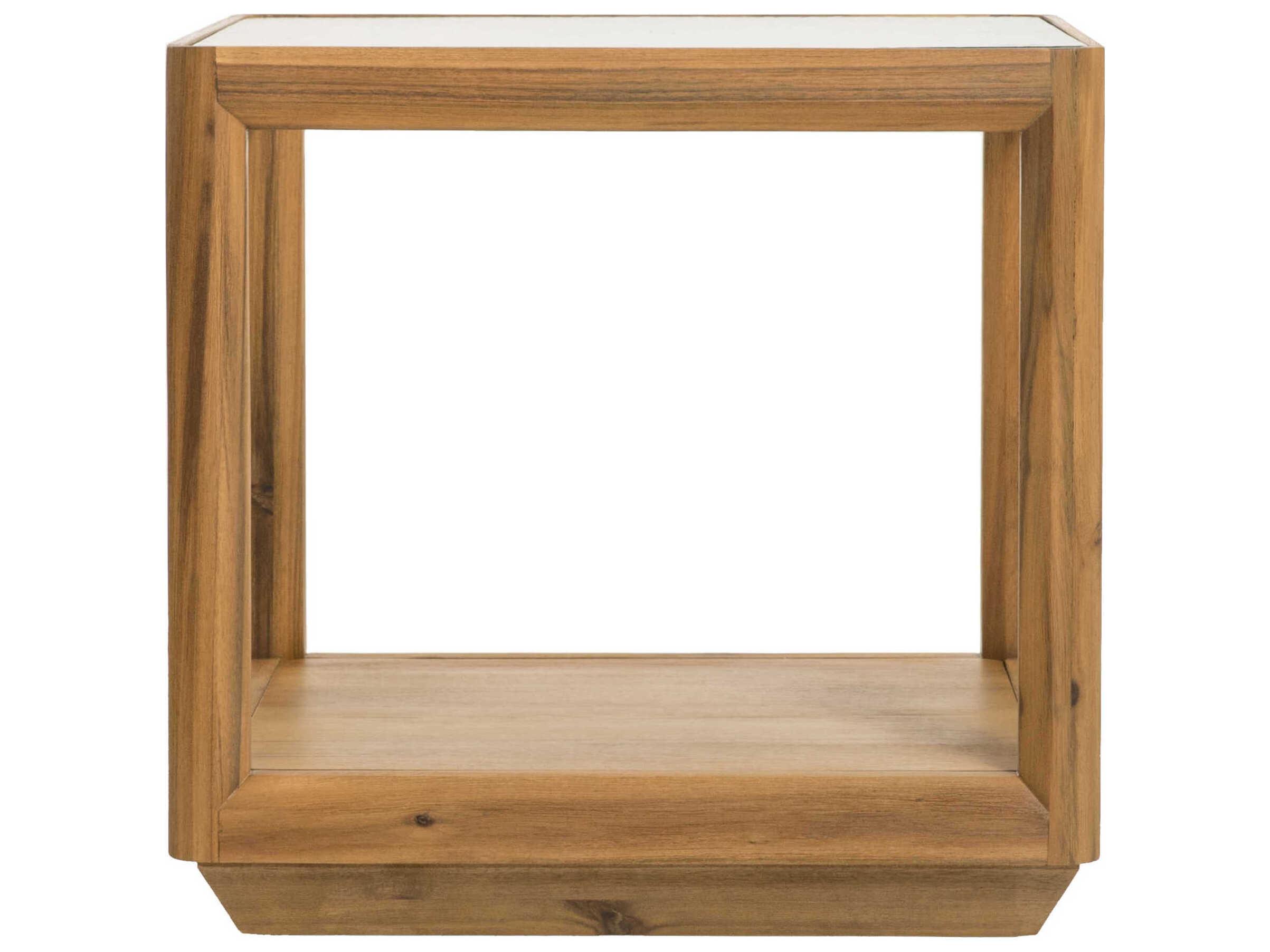Surya Northbank Square Glass Wheat Clear End Table
