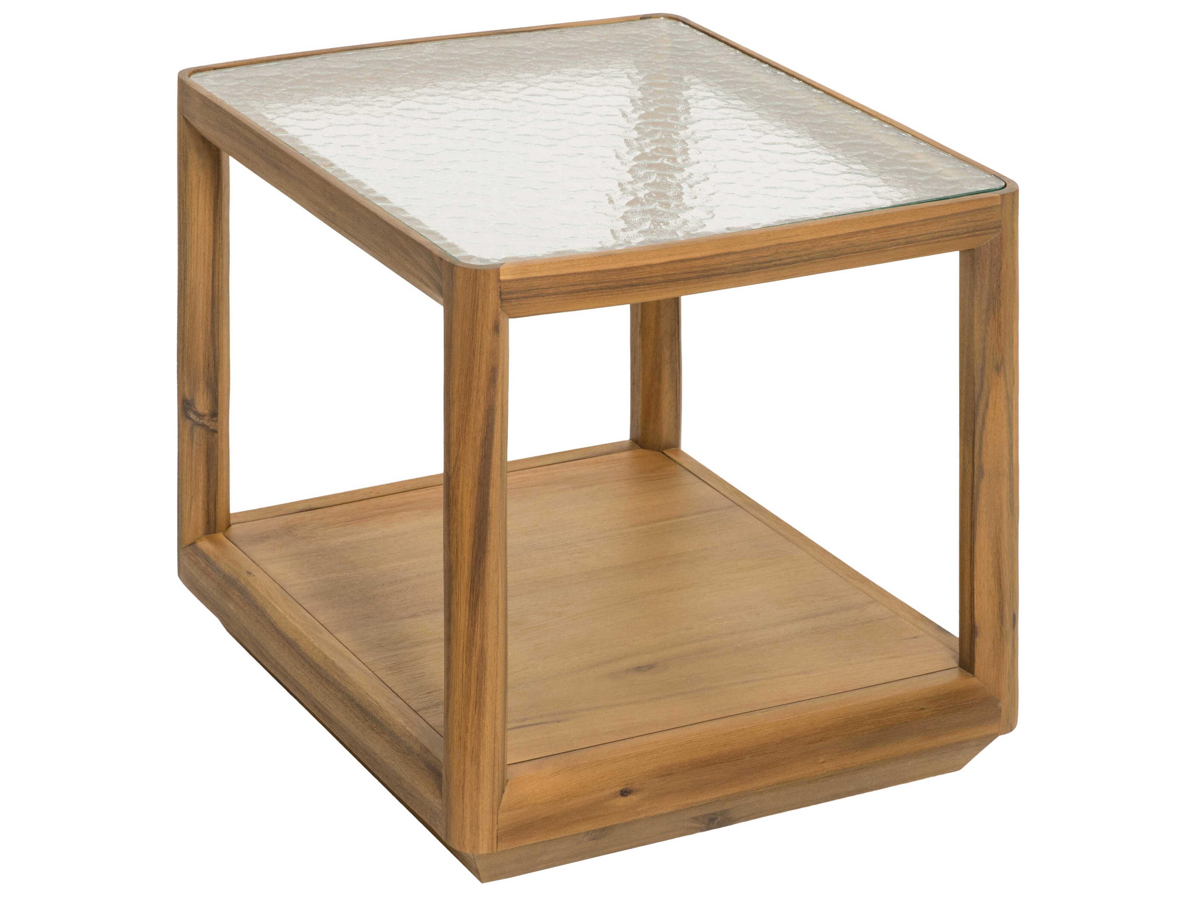 Surya Northbank Square Glass Wheat Clear End Table