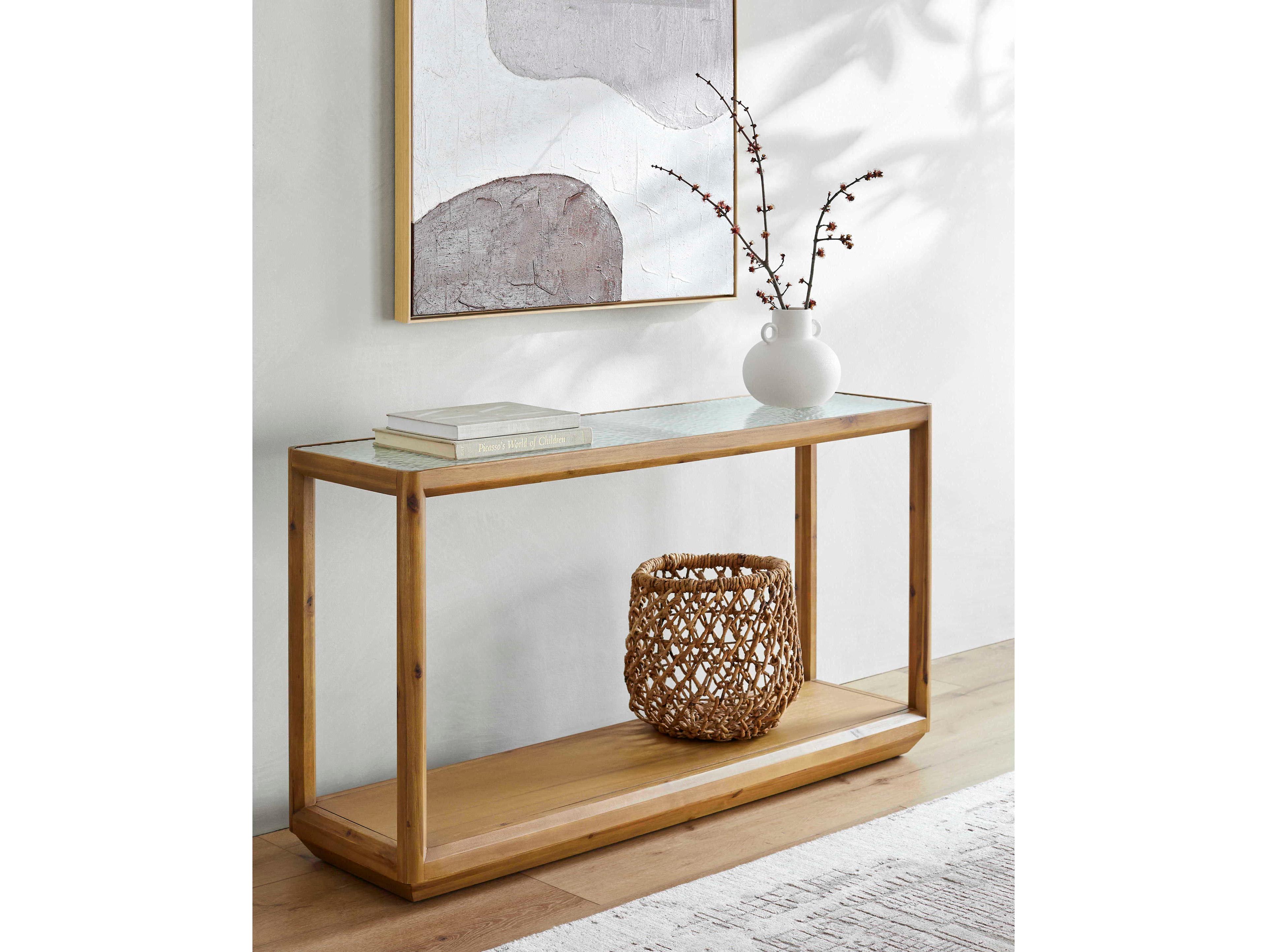 Surya Northbank Rectangular Glass Wheat Clear Console Table