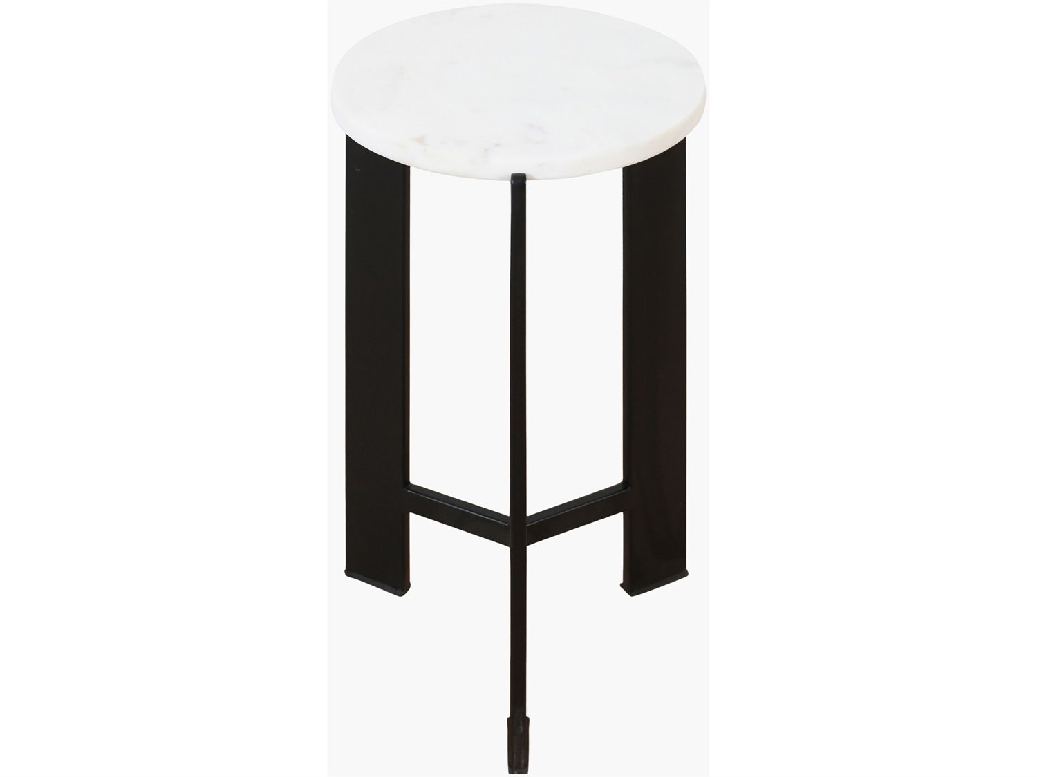 Surya Nisse Round Marble White Black End Table