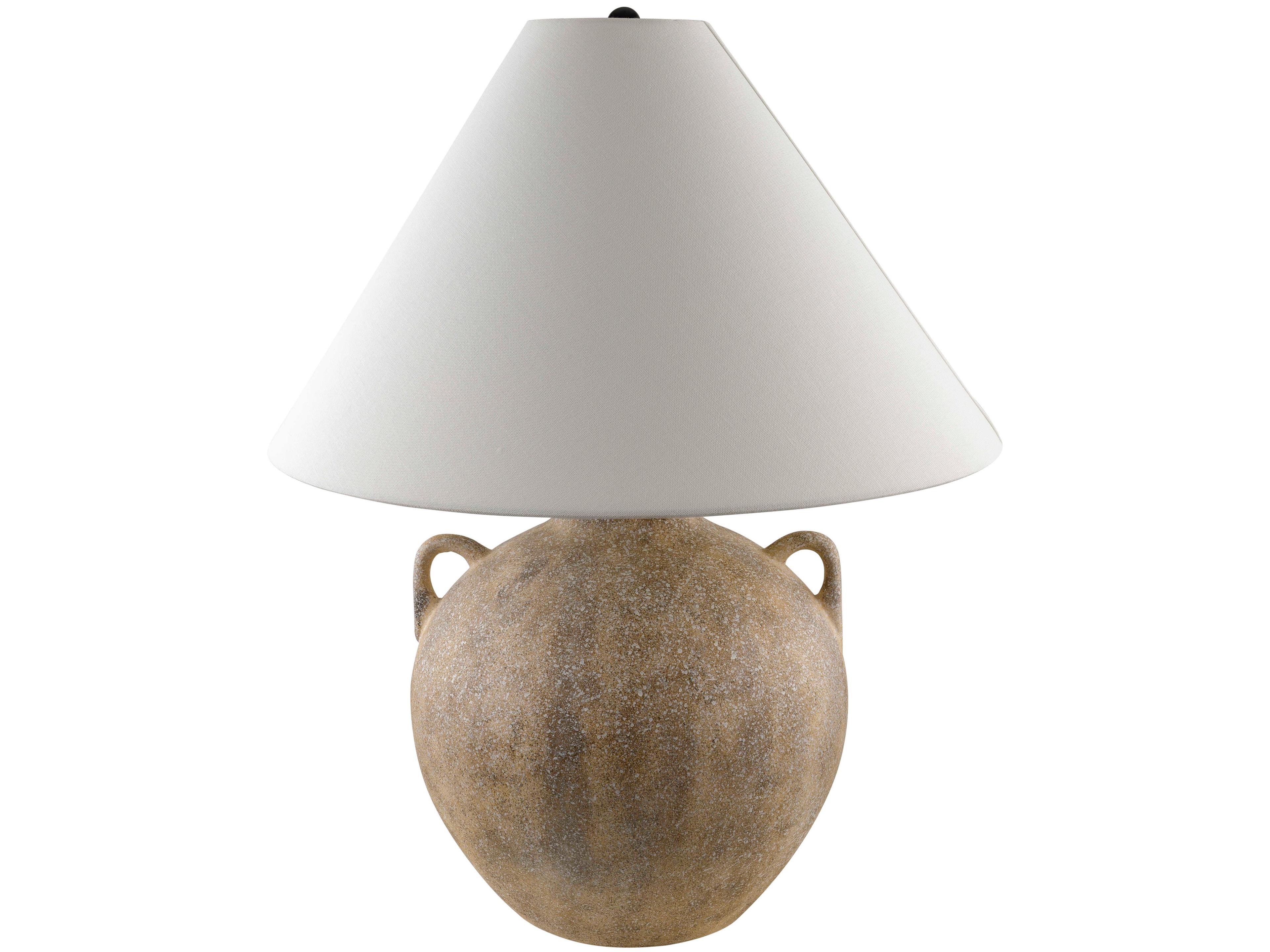 Surya Nivalis Gray White Linen Table Lamp