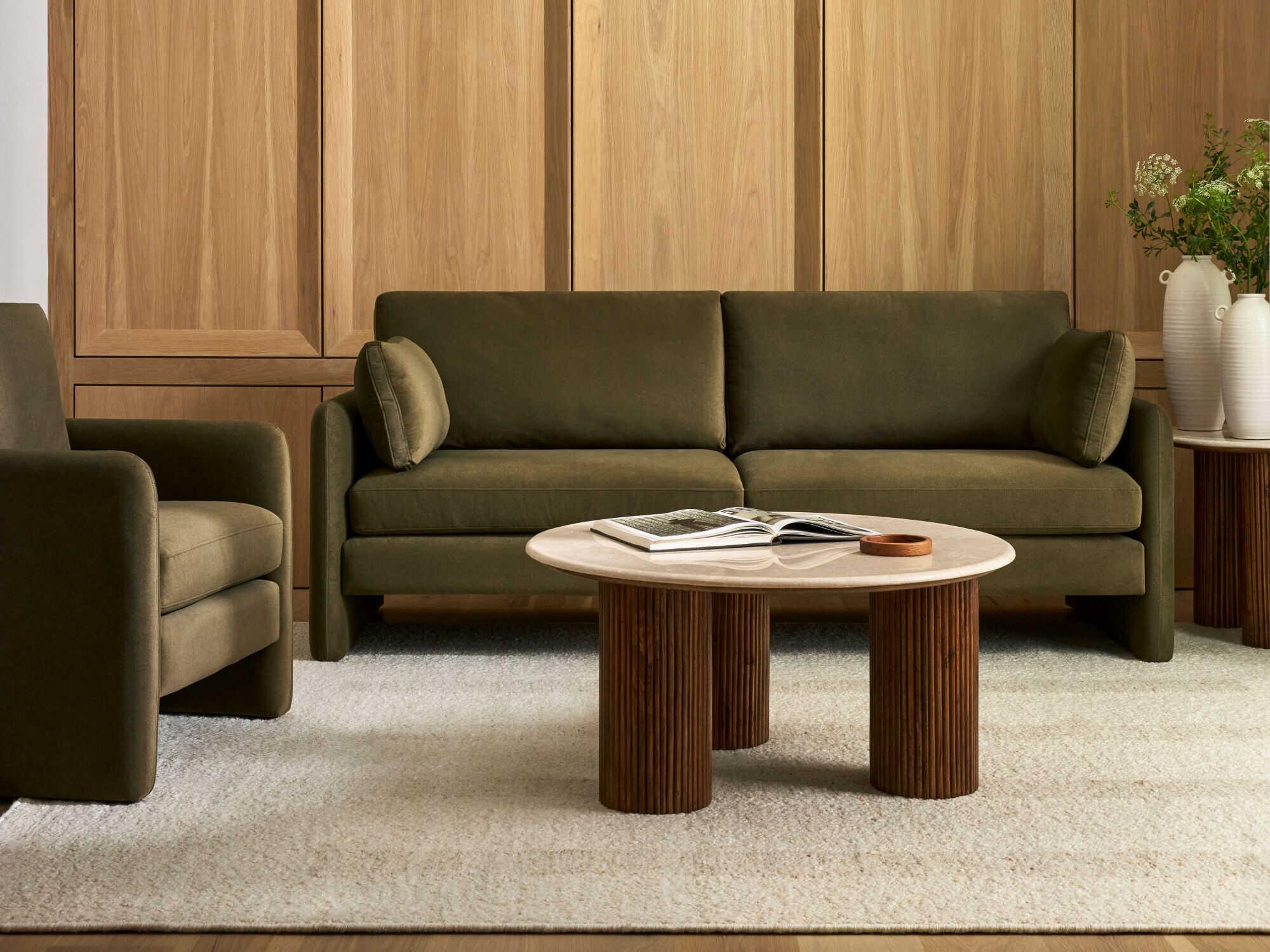 Surya Niya Dark Green Upholstered Sofa