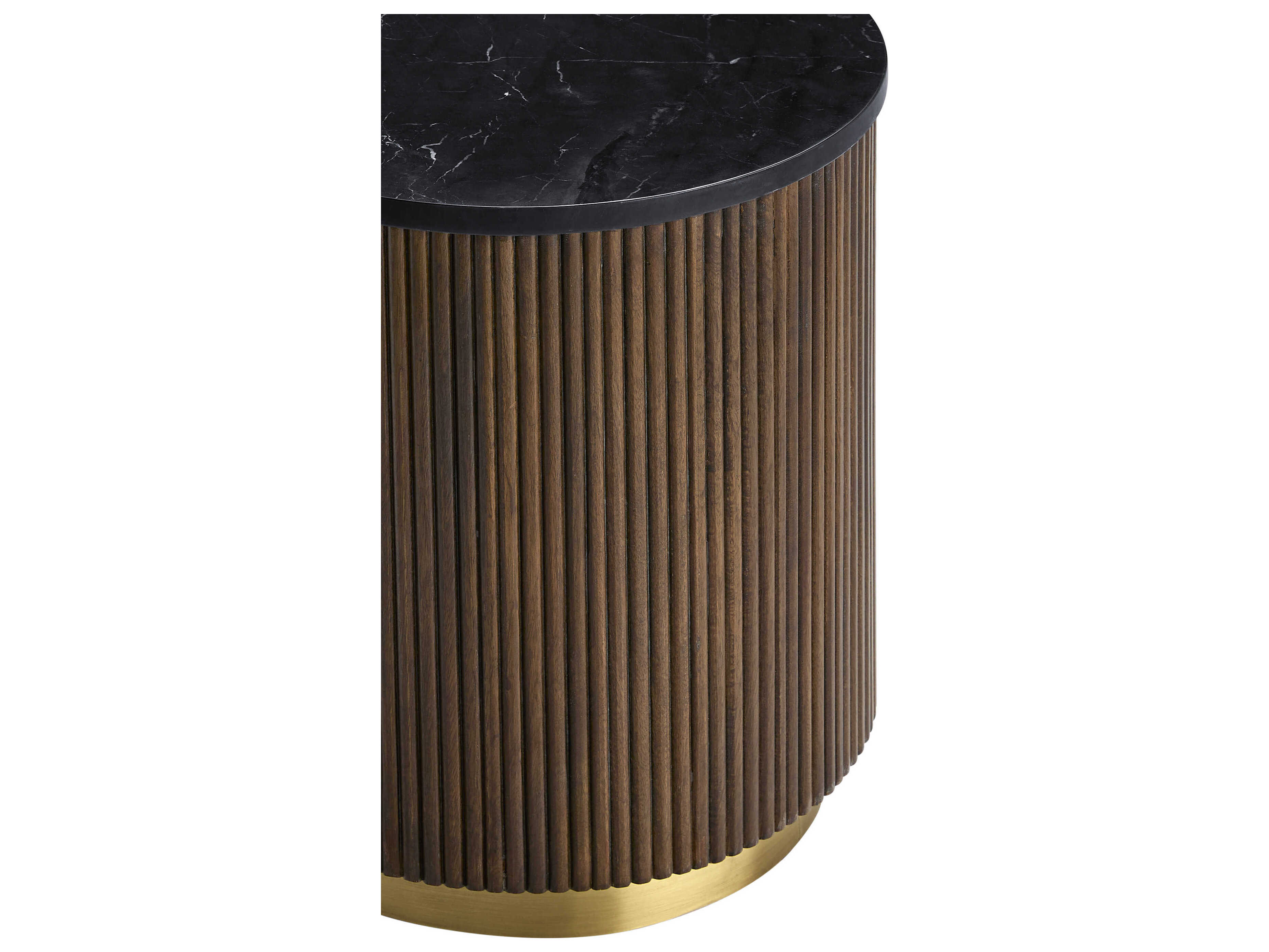 Surya Nems Round Marble Black Dark Brown Gold End Table