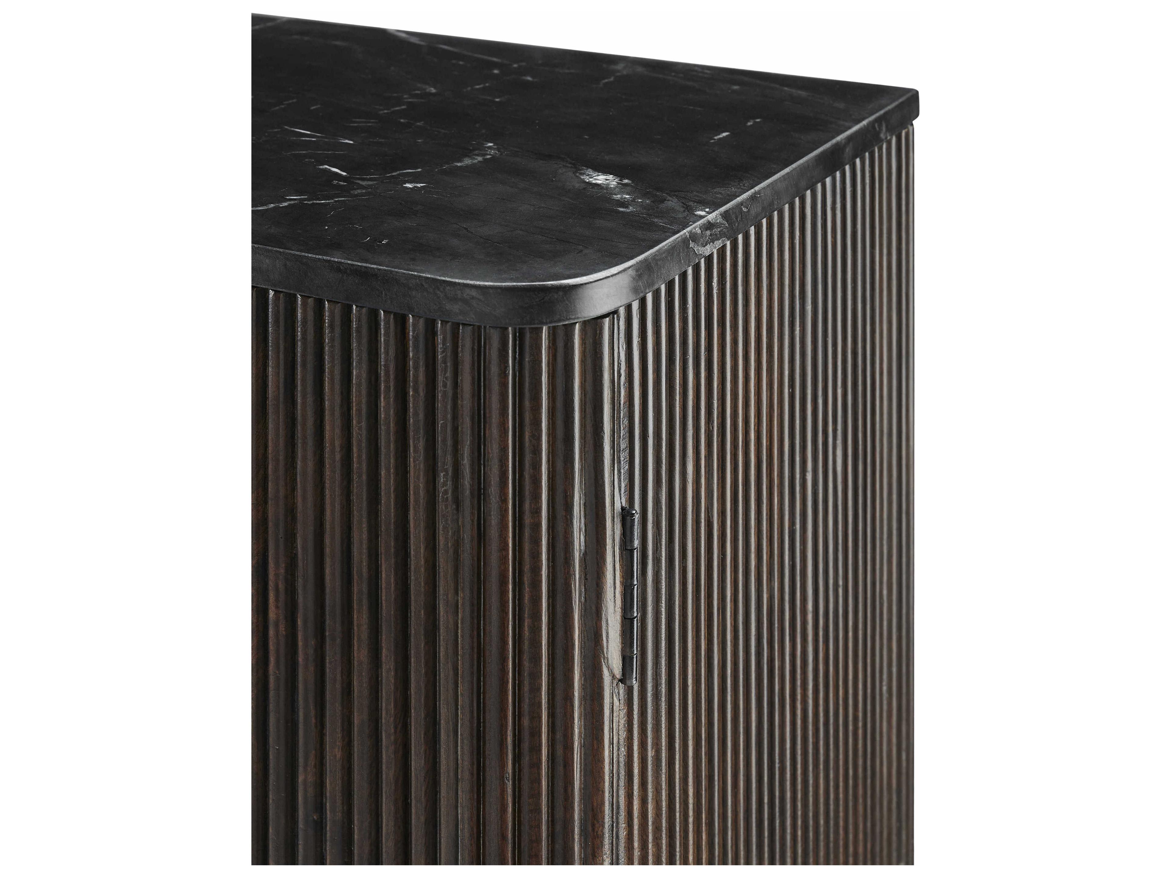 Surya Nems 34" Mango Wood Black Dark Brown Gold Sideboard