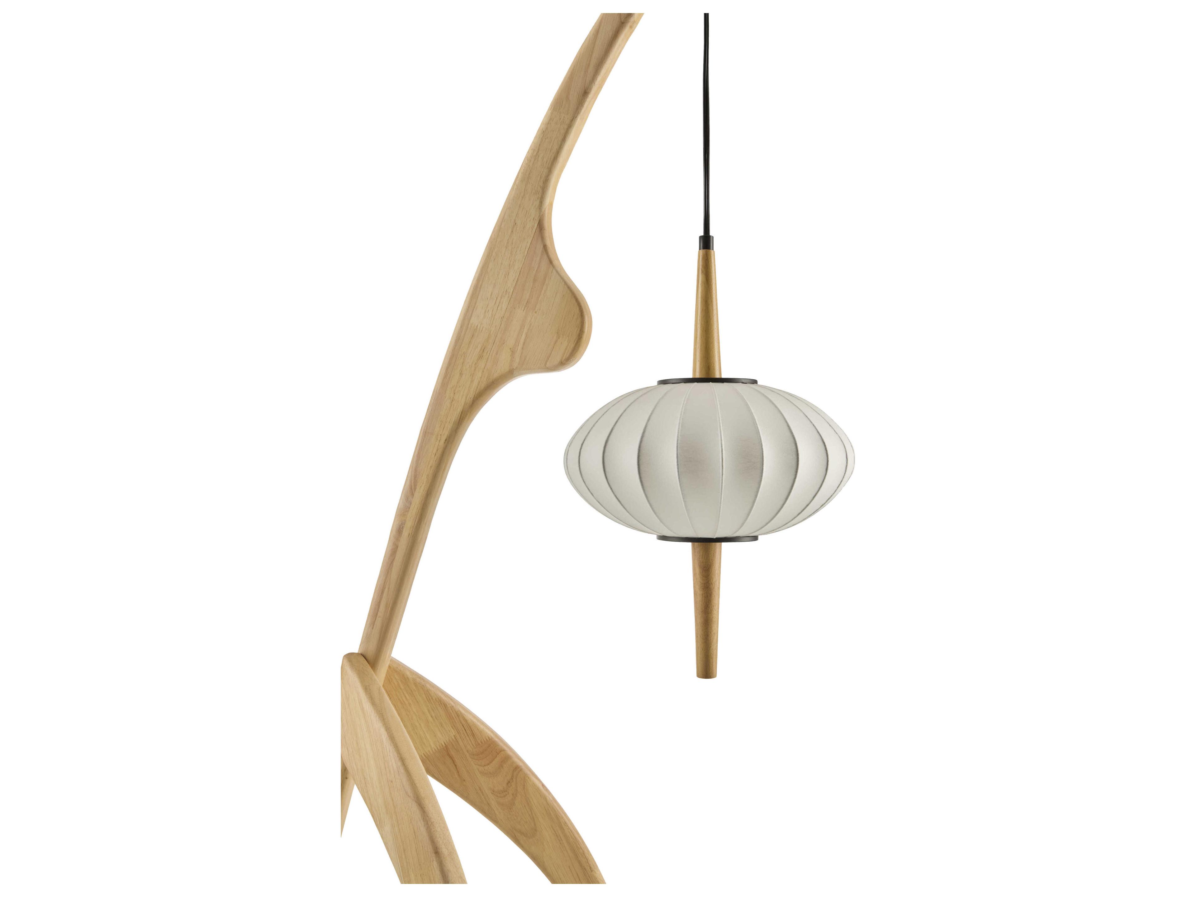 Surya Niamey Cream White Linen Brown Floor Lamp