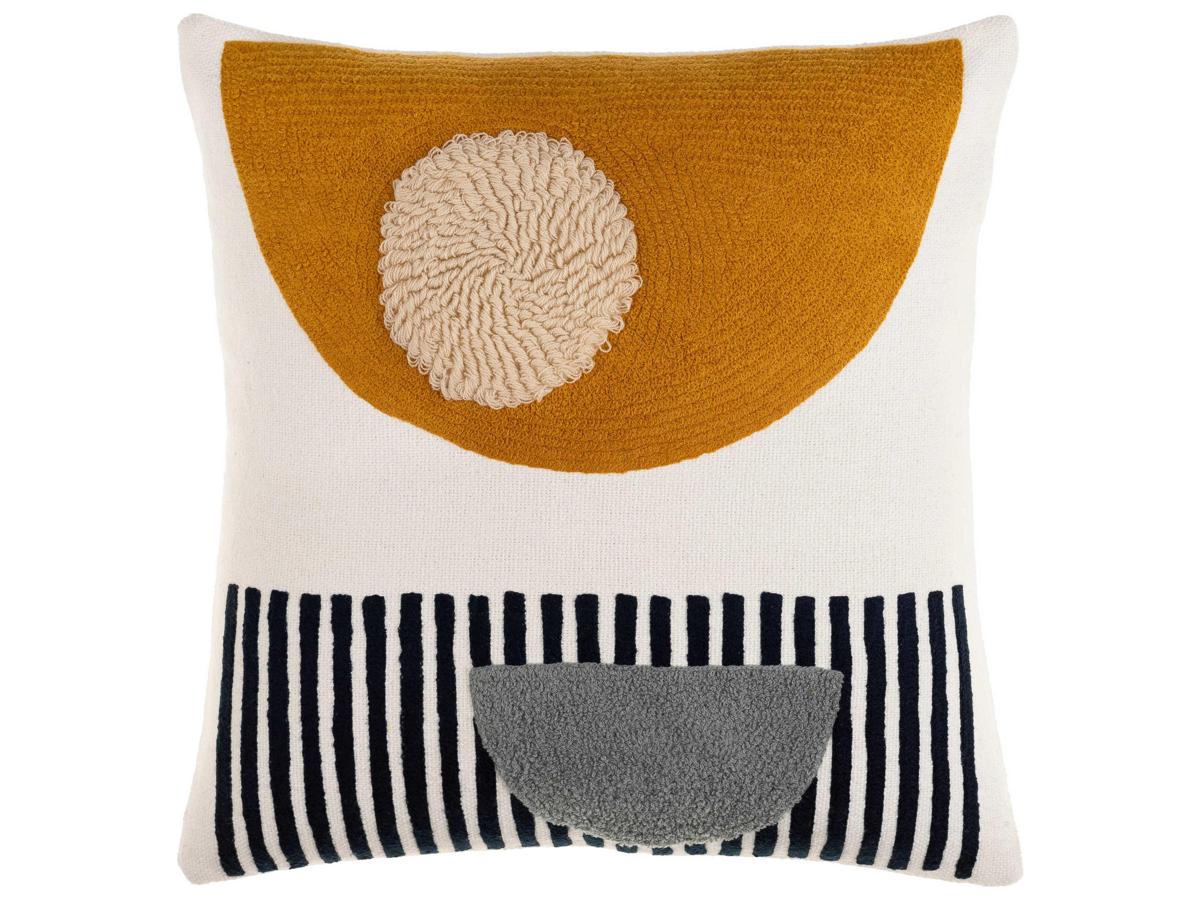 Surya Novel Cream / Mustard / Dark Blue Pillow