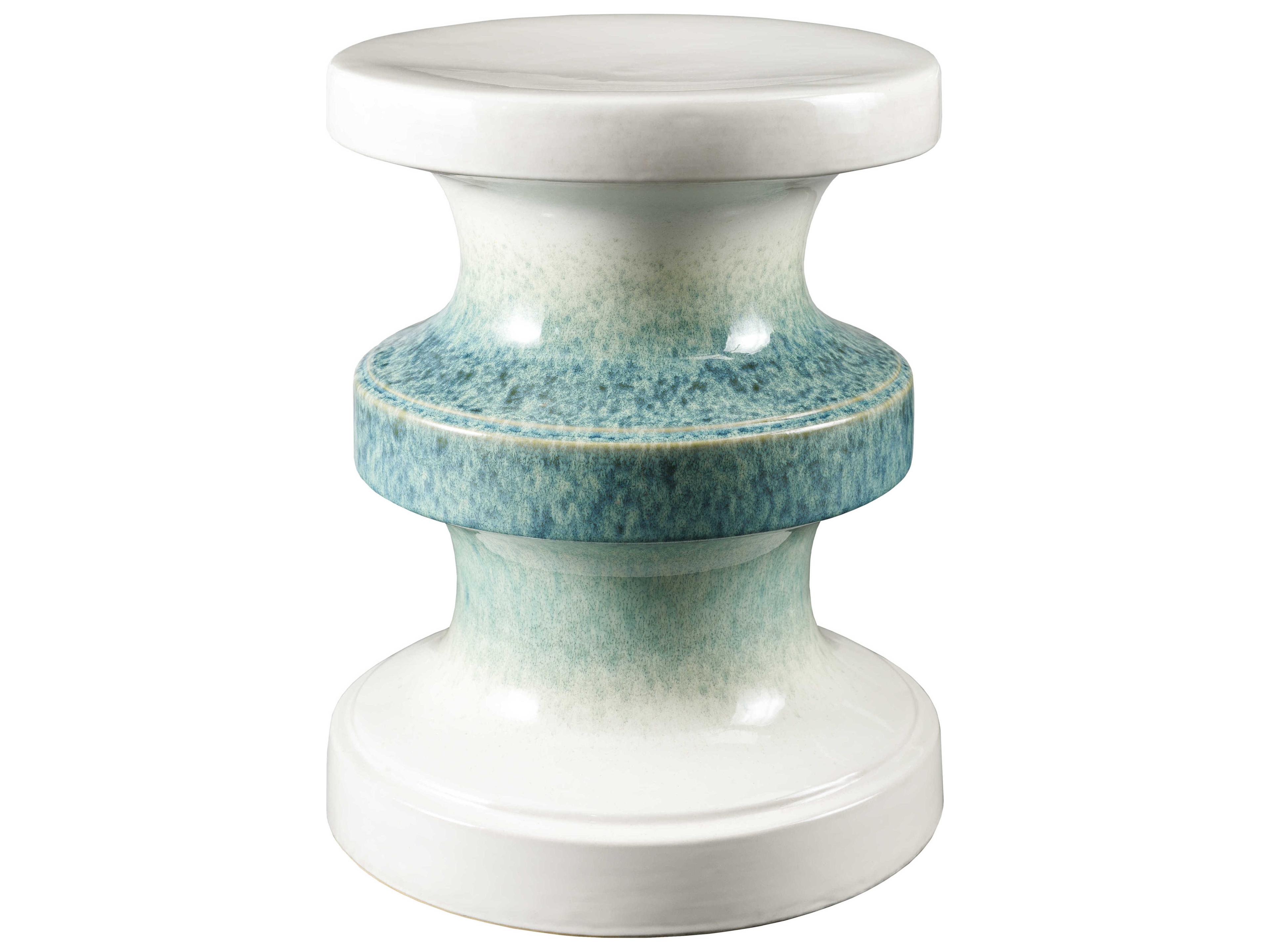 Surya Osambela Teal Cream Green Accent Stool