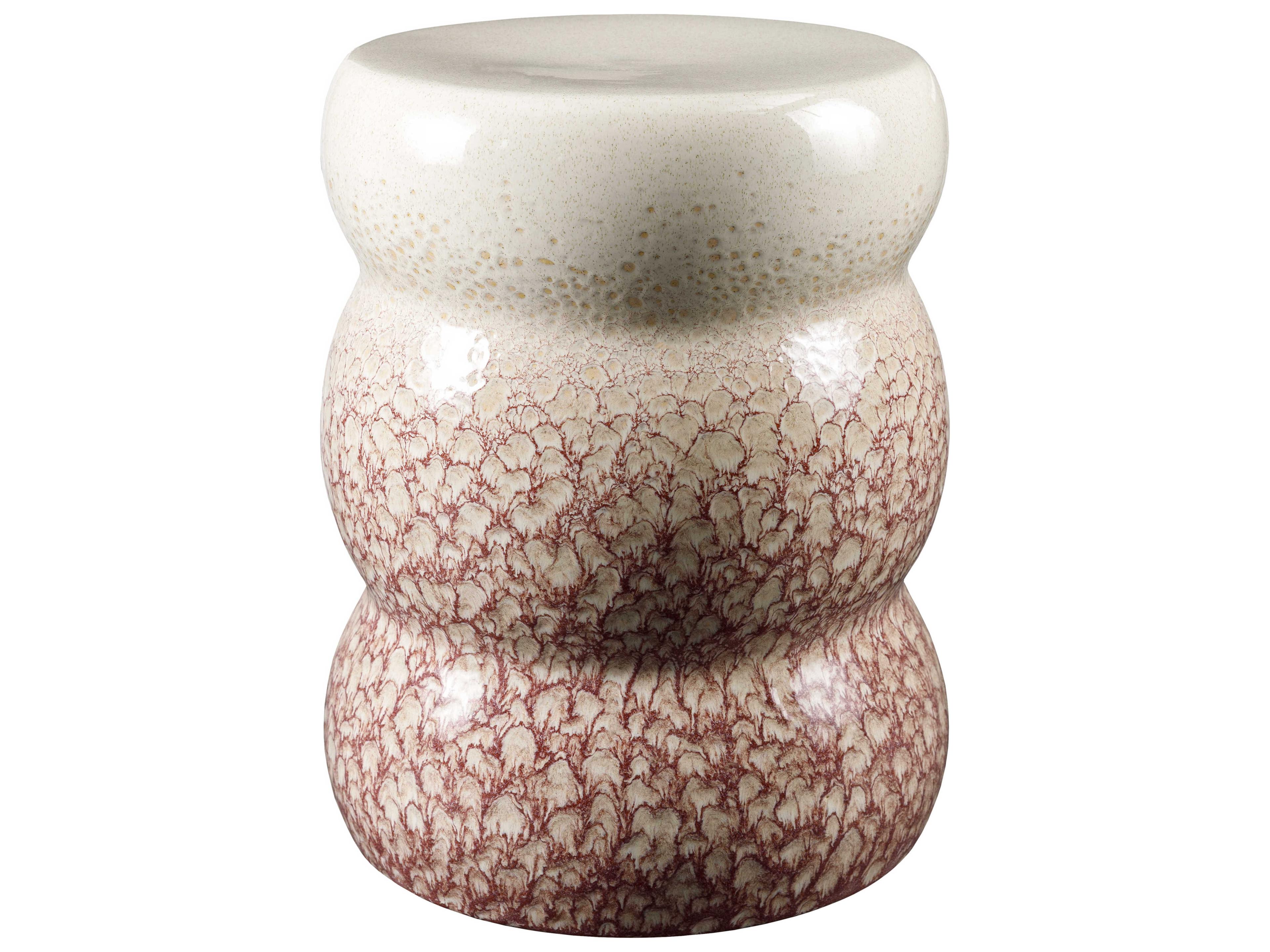 Surya Osambela Coral Cream Pink Accent Stool