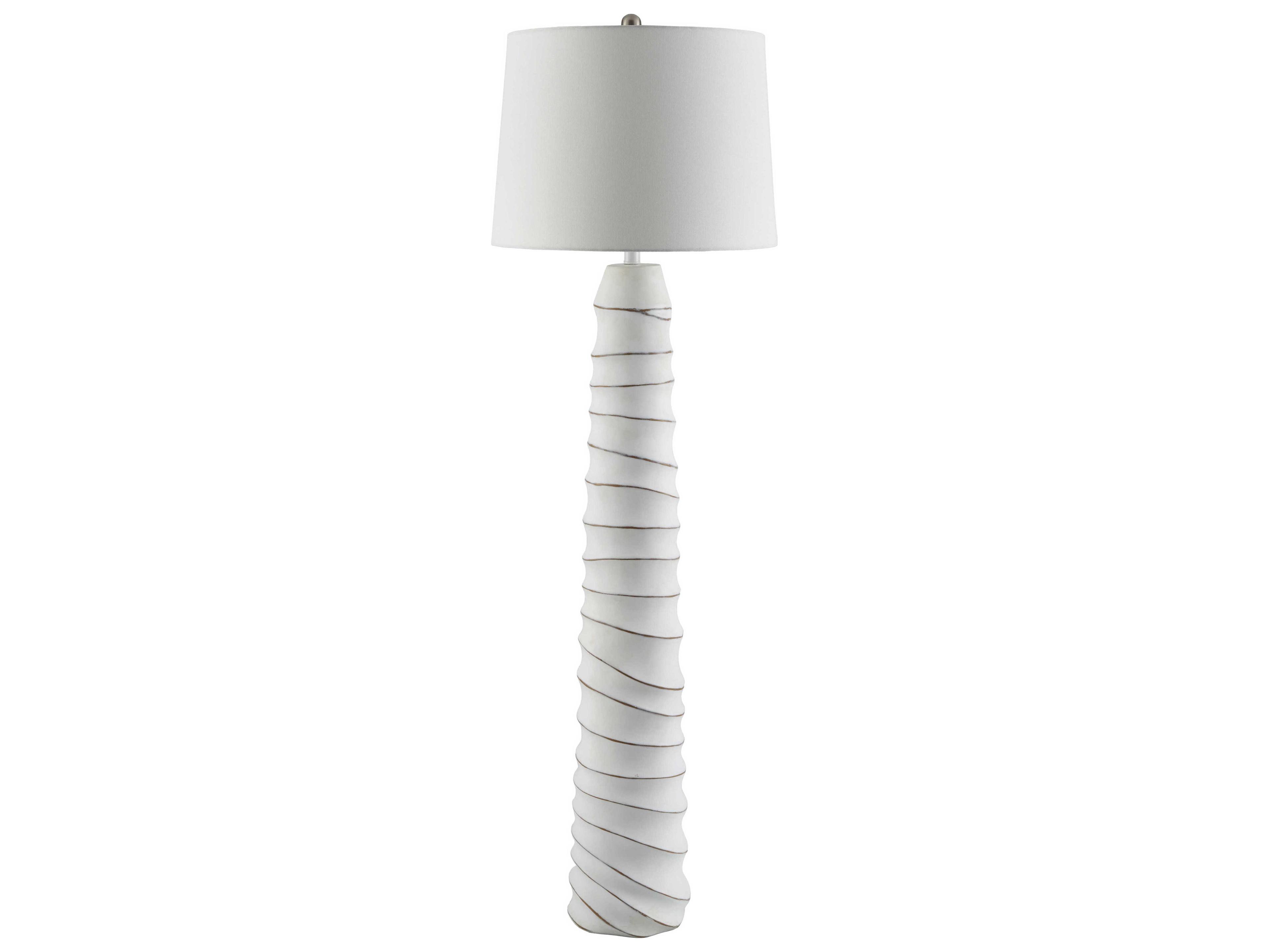 Surya Obelisco White Linen Floor Lamp