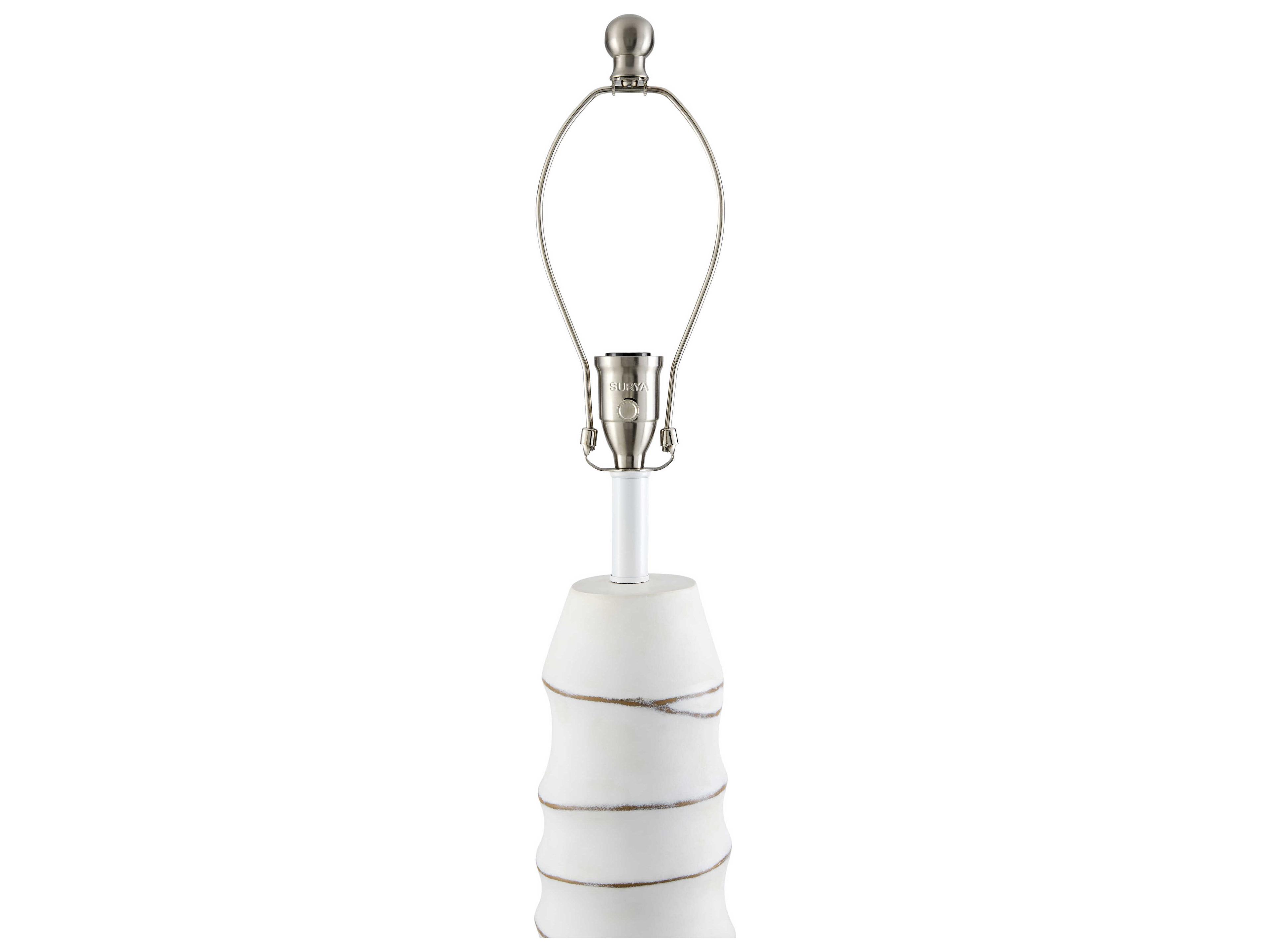 Surya Obelisco White Linen Floor Lamp