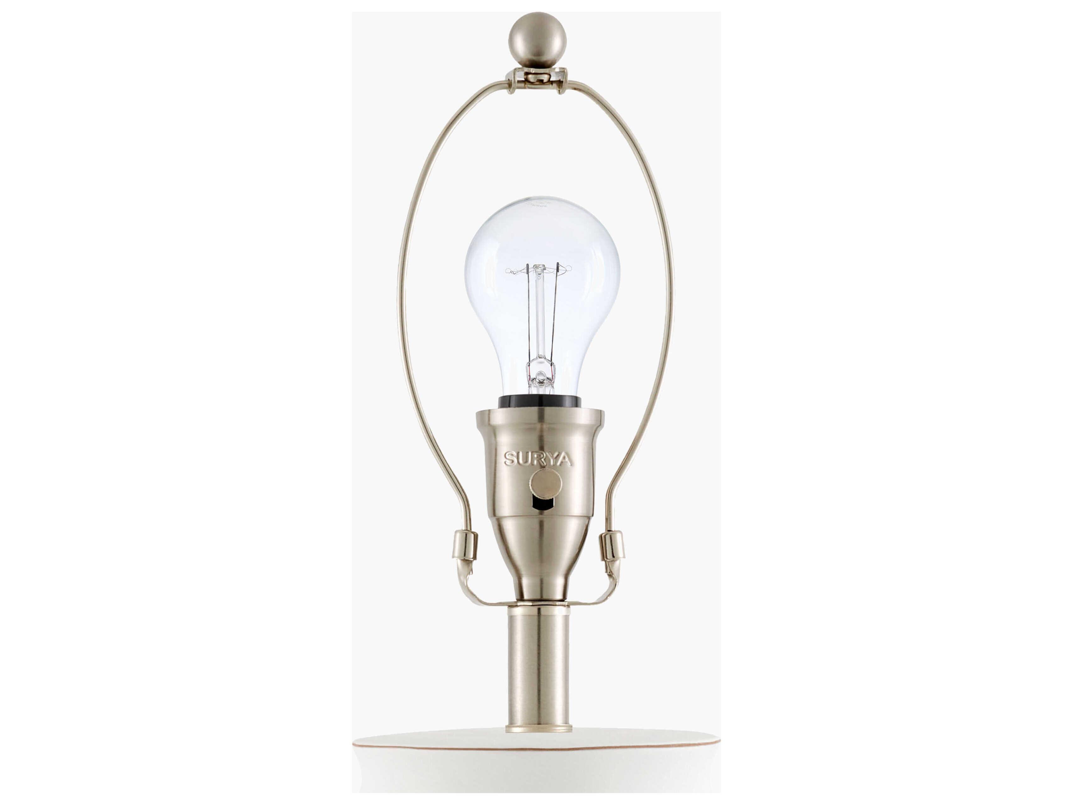 Surya Obelisco White Linen Buffet Lamp