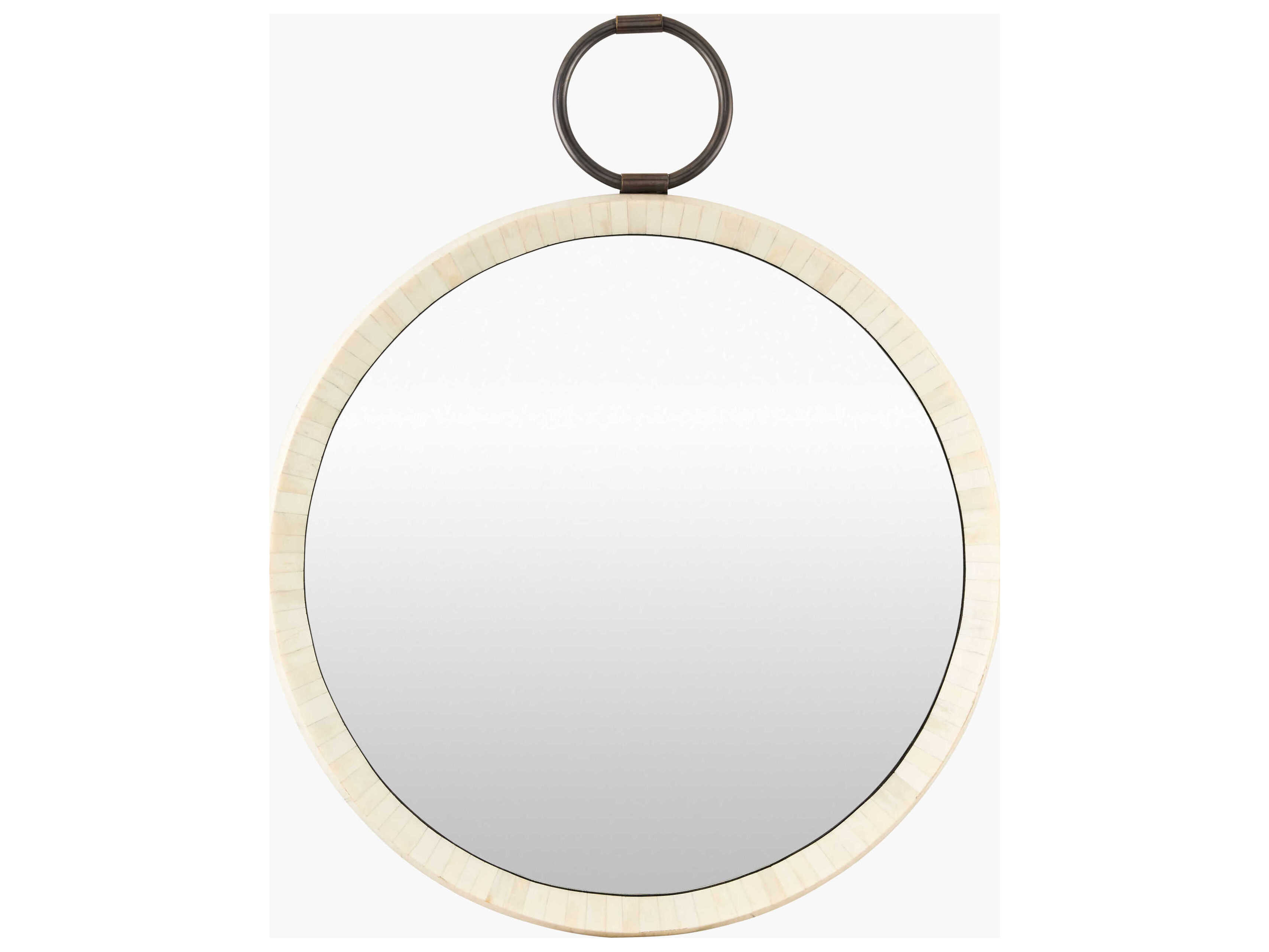 Surya Opale Cream Round Wall Mirror