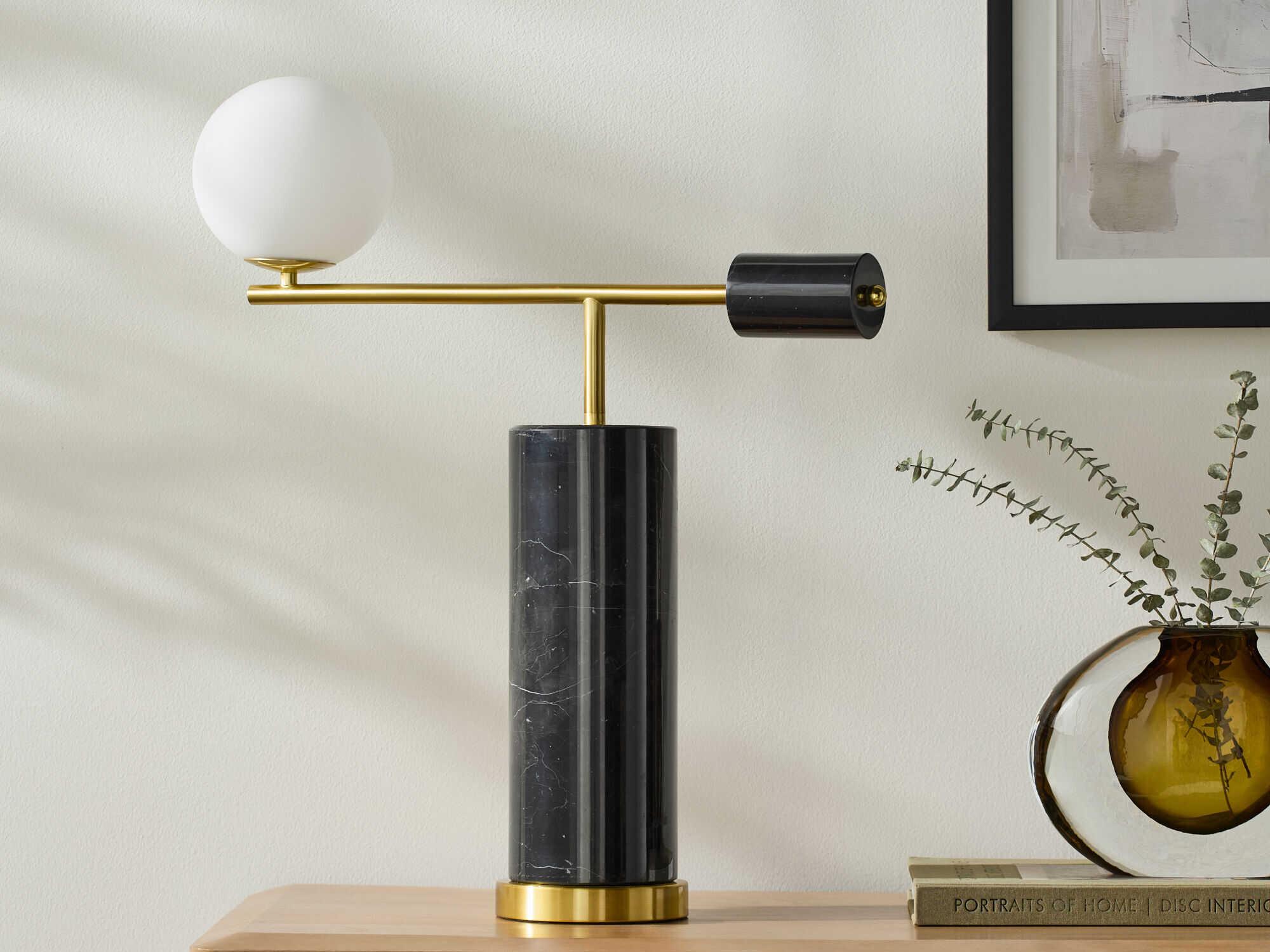 Surya Oslin Black White Glass Table Lamp