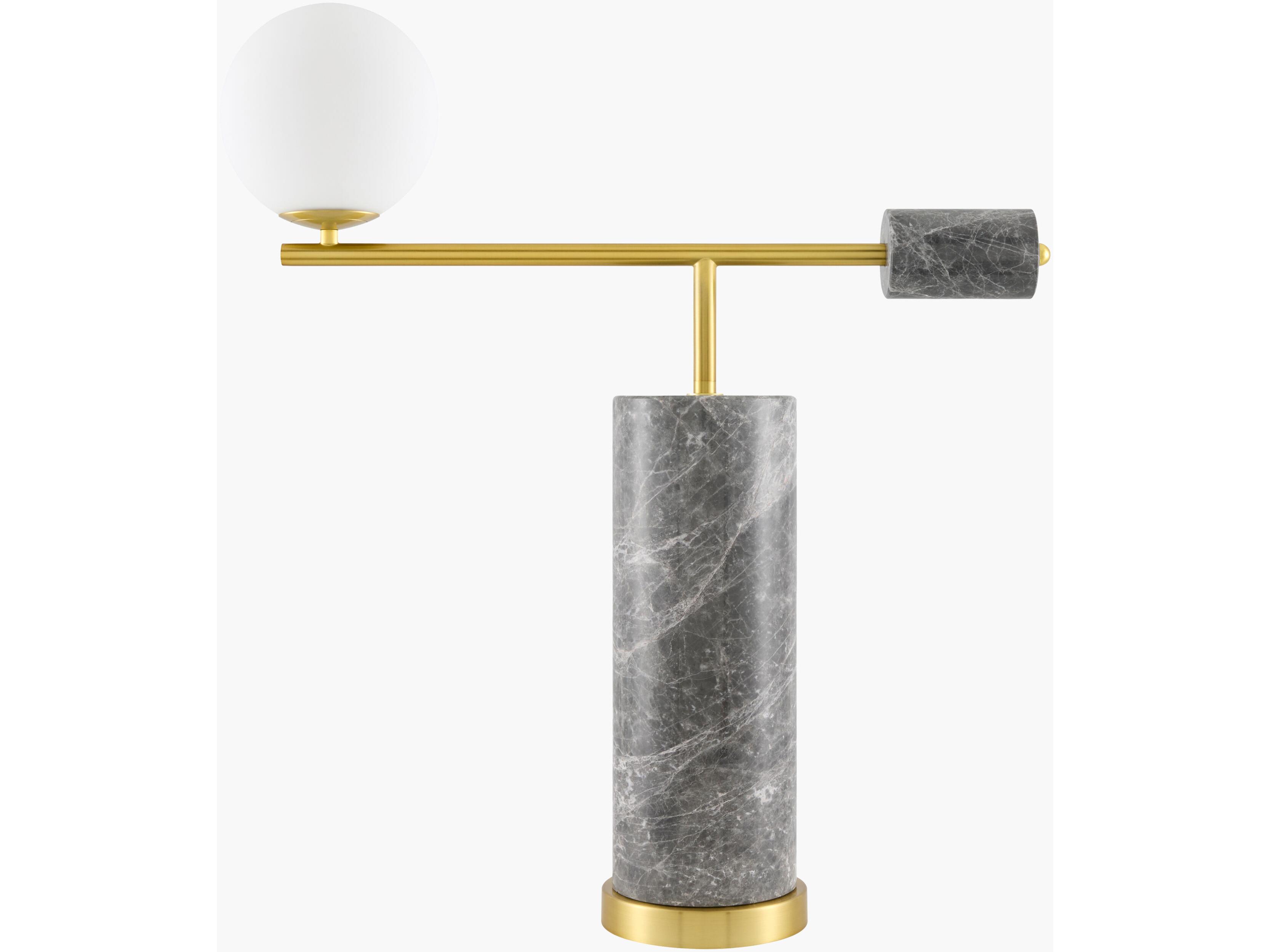 Surya Oslin Gray White Glass Table Lamp