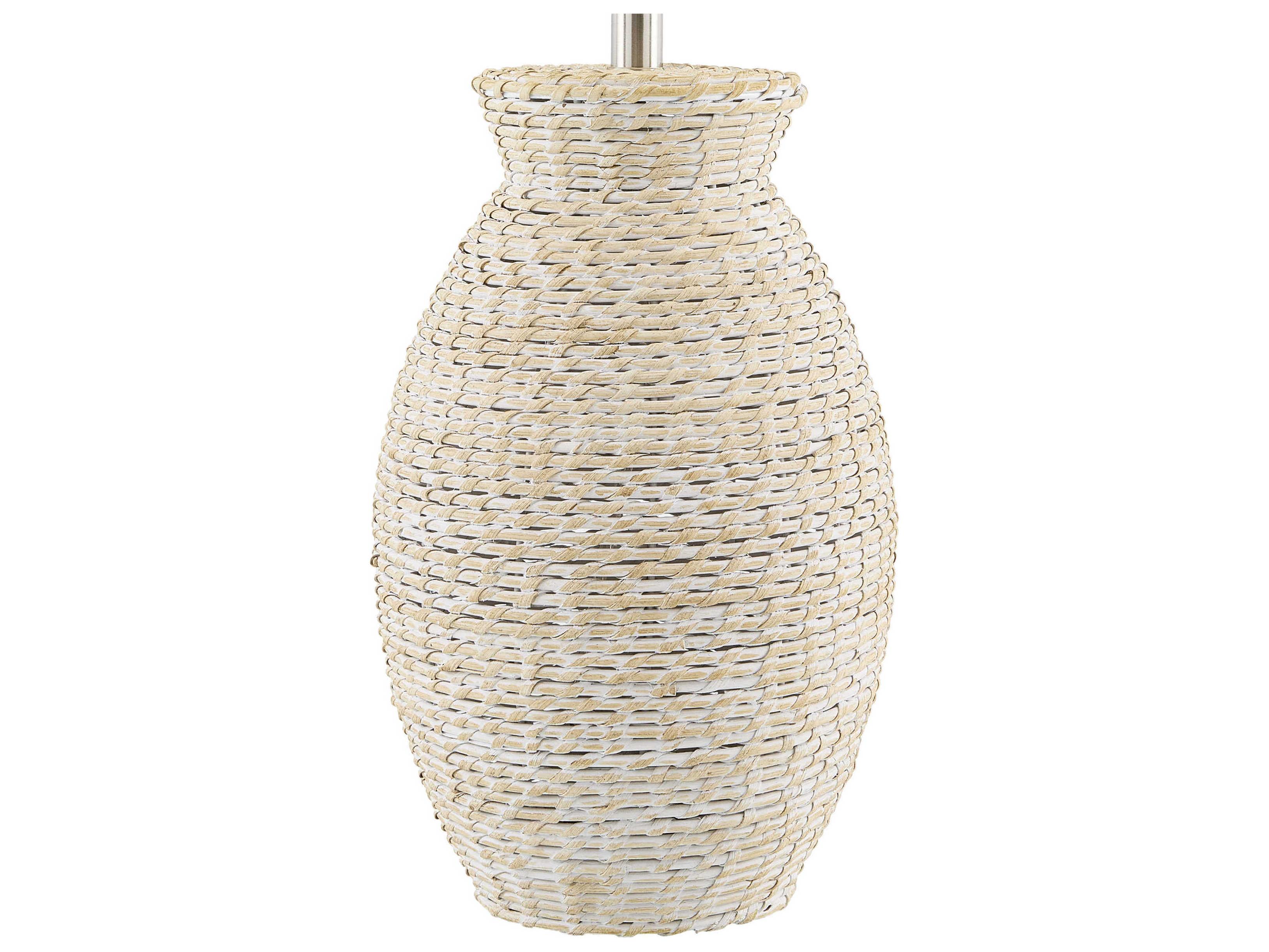 Surya Pubil White Linen Buffet Lamp