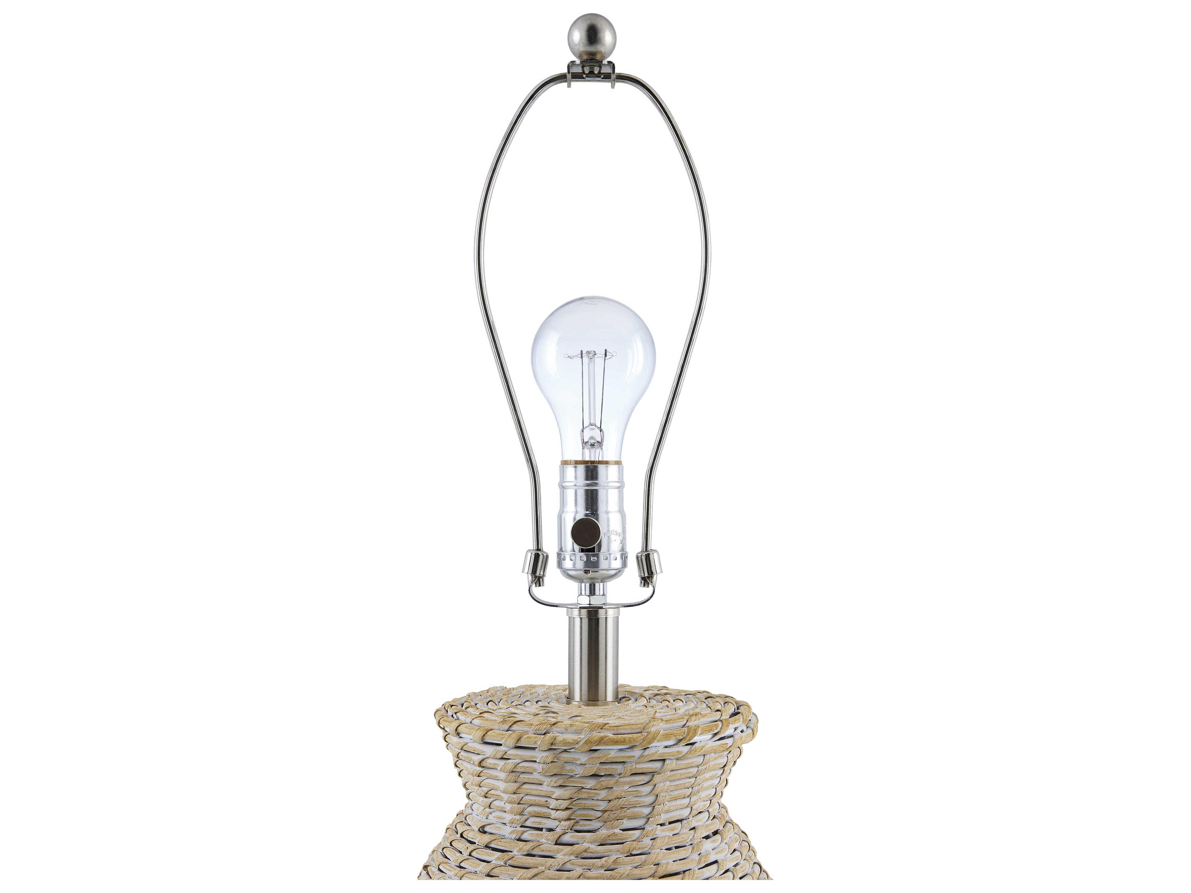 Surya Pubil White Linen Buffet Lamp