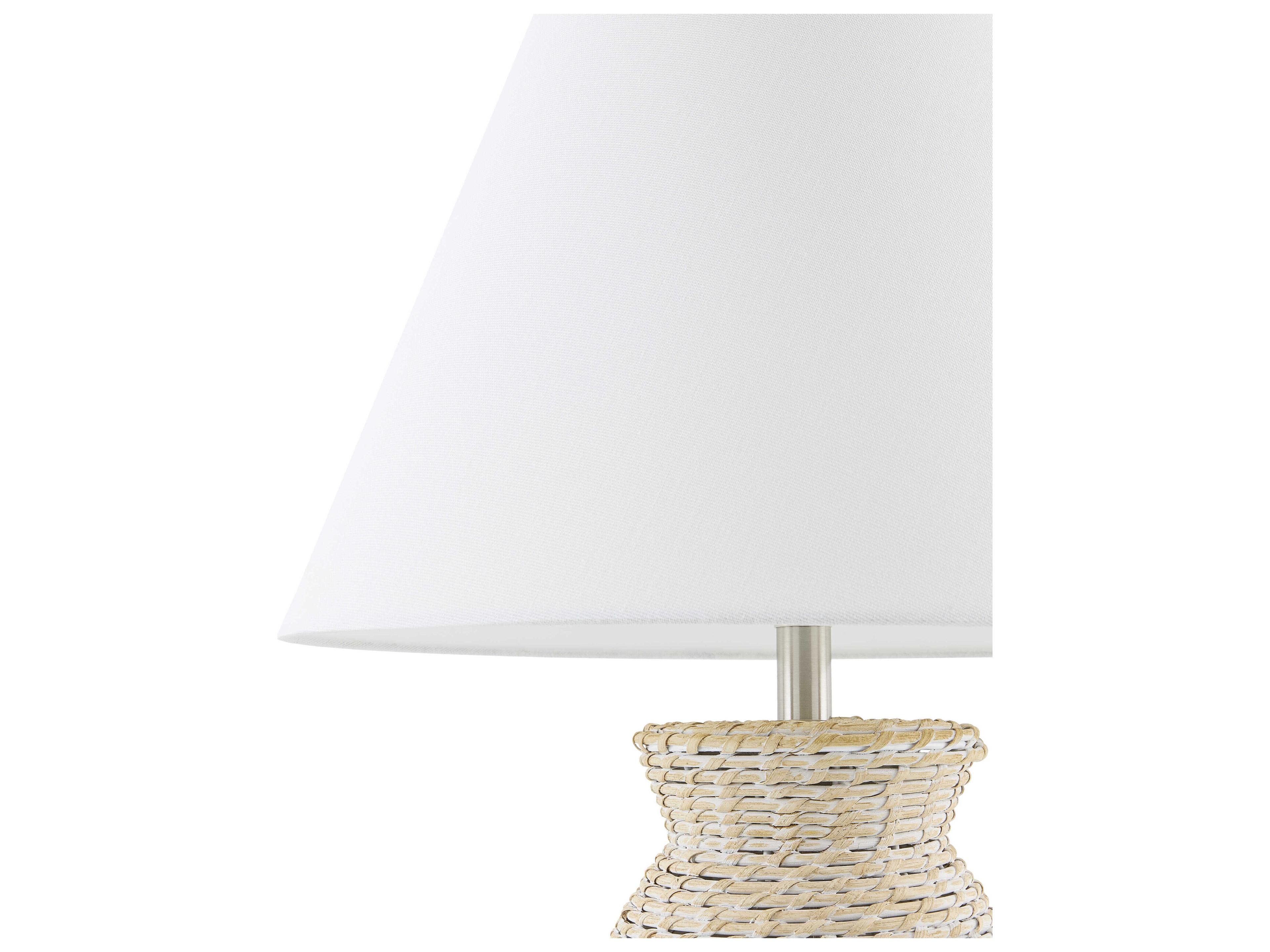 Surya Pubil White Linen Buffet Lamp